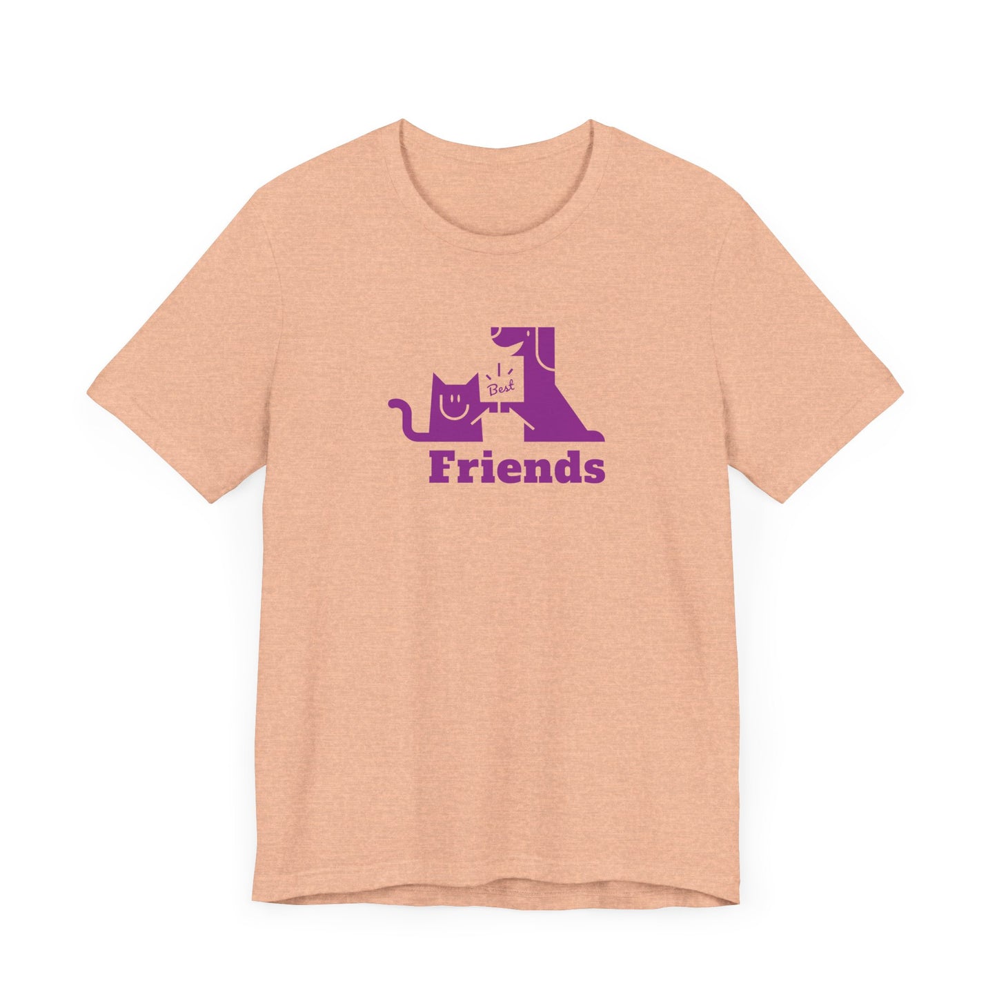 Cat & Dog Hi-5 Each Other Best Friends Purple Print Unisex Jersey Short Sleeve Tee