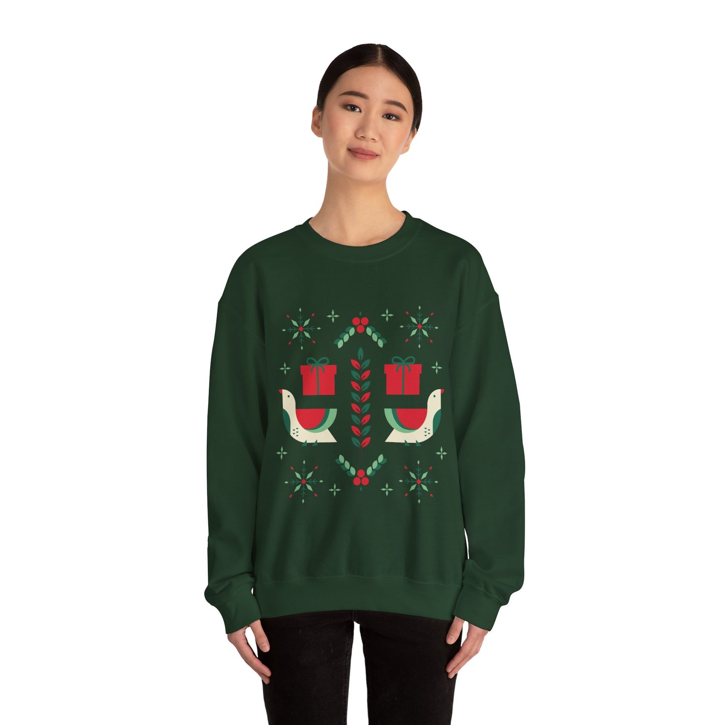 Unisex Heavy Blend Crewneck Sweatshirt Folk Art Christmas Design πβ¨