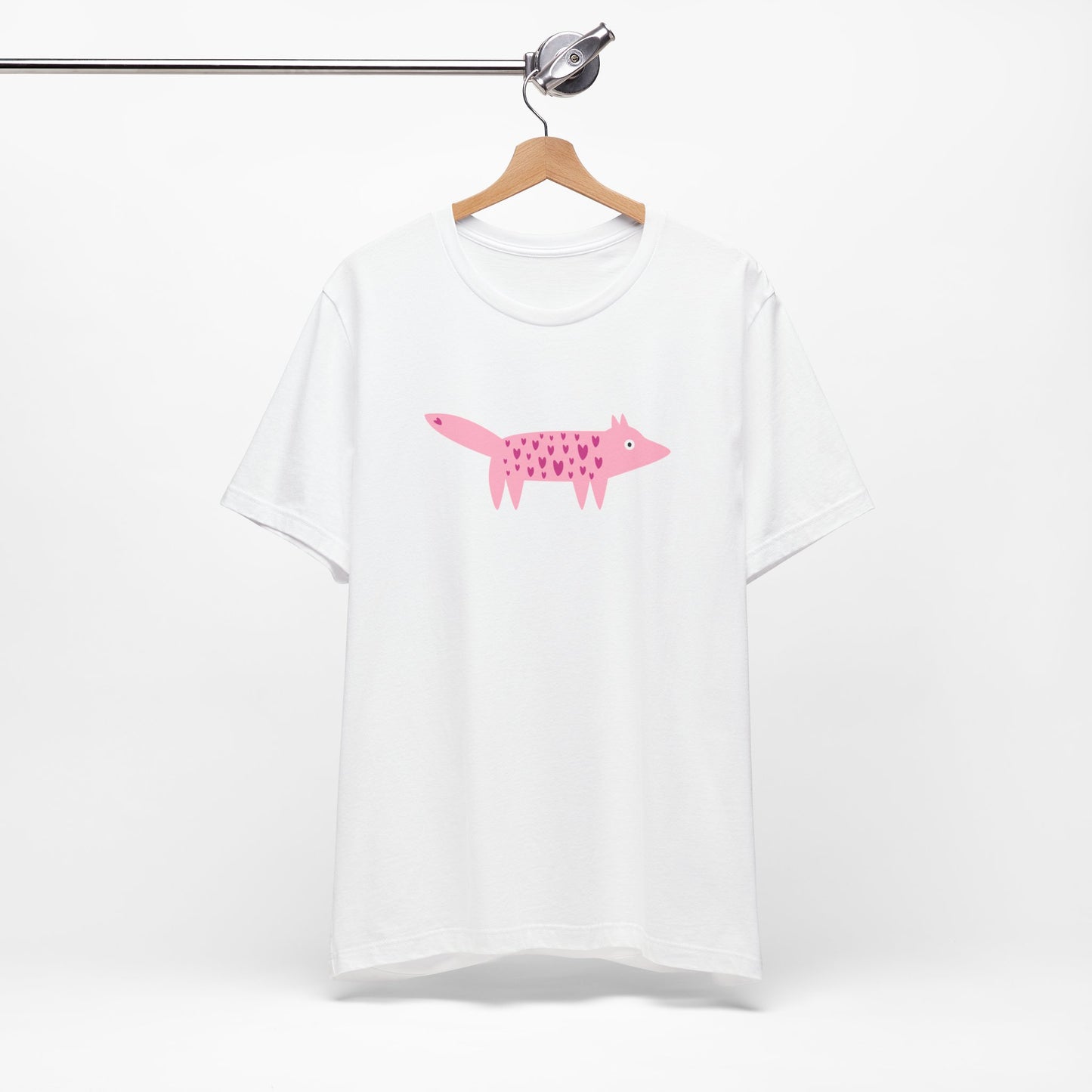 Foxy Love Fest Adorable Pink Fox with Hearts Unisex Jersey Short Sleeve Tee