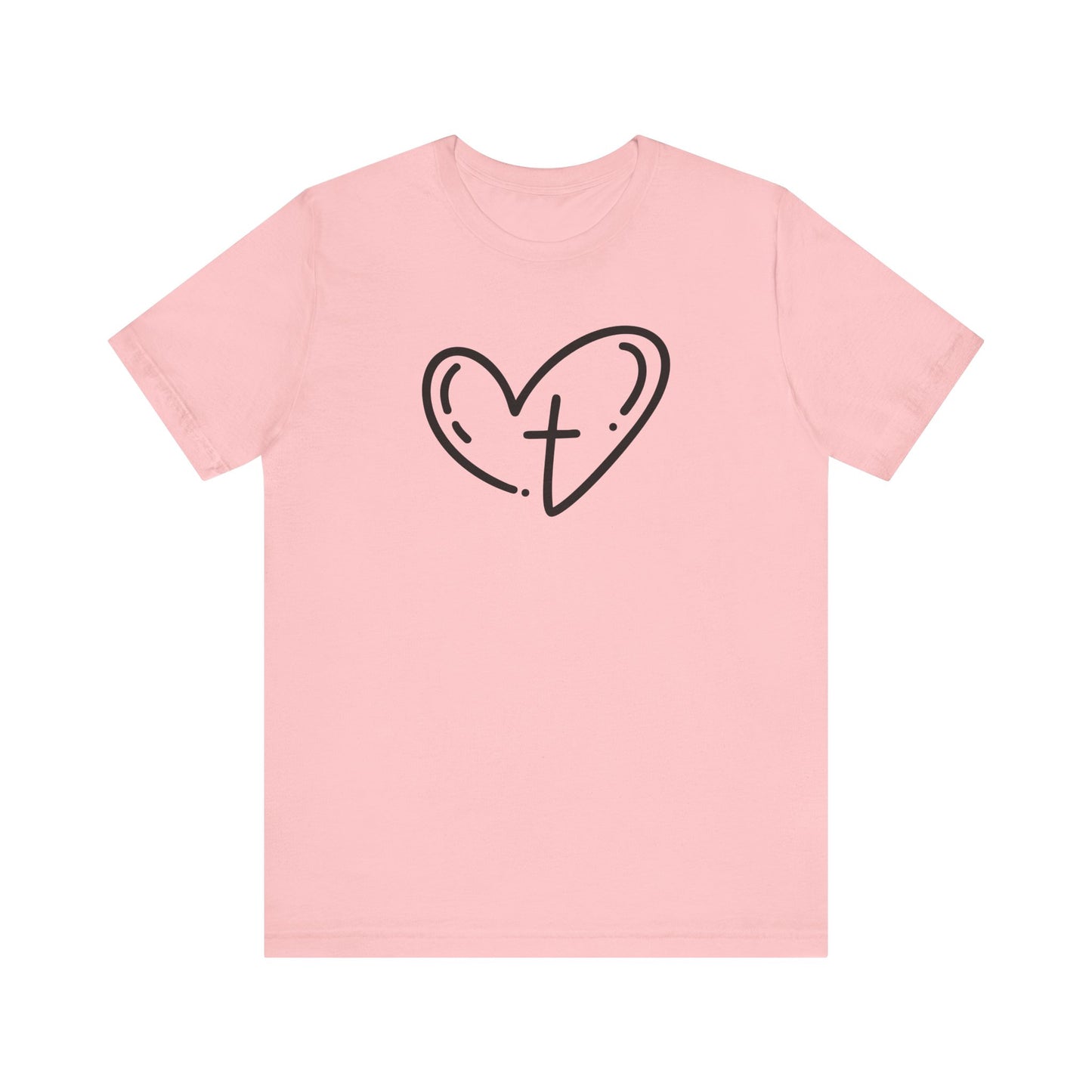 Unisex Jersey Short Sleeve Tee Crucifix Heart Black Print