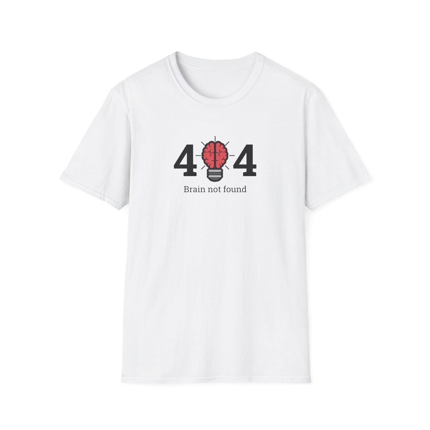 404 Brain Not Found Unisex Softstyle T-Shirt - Fun Casual Tee for Nerds and Tech Lovers