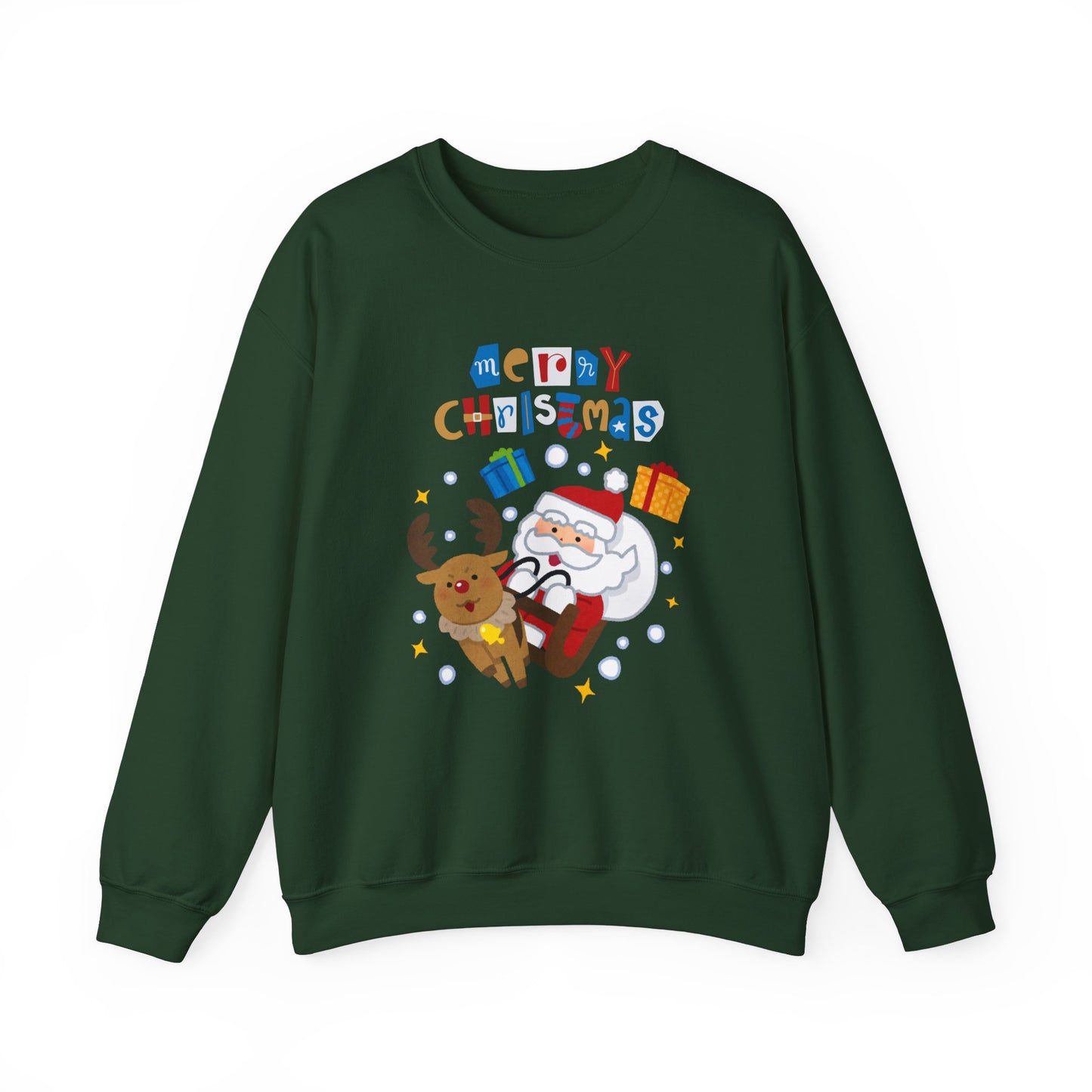 Unisex Heavy Blend Crewneck Sweatshirt Santa & Reindeer Merry Christmas π
π¦β¨