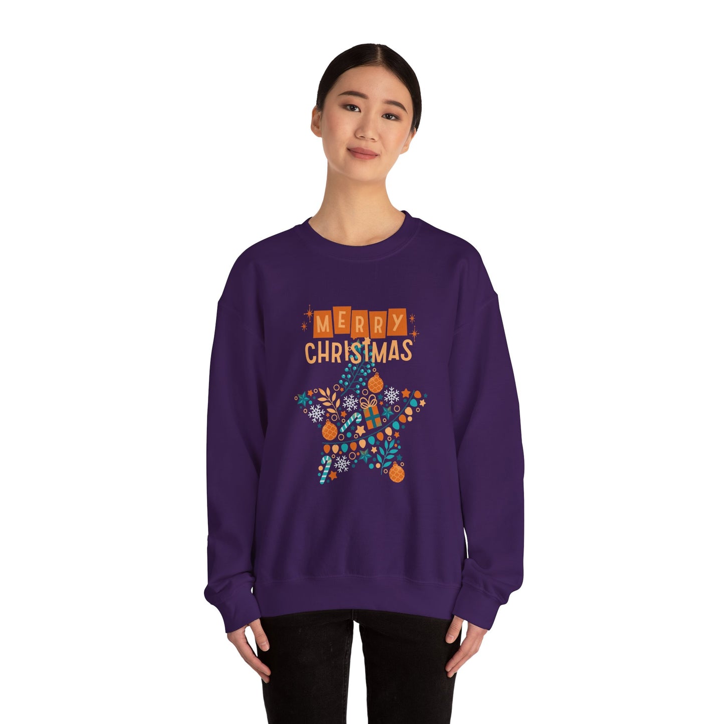 Unisex Heavy Blend Crewneck Sweatshirt Star-Shaped Christmas Montage πβοΈβ¨