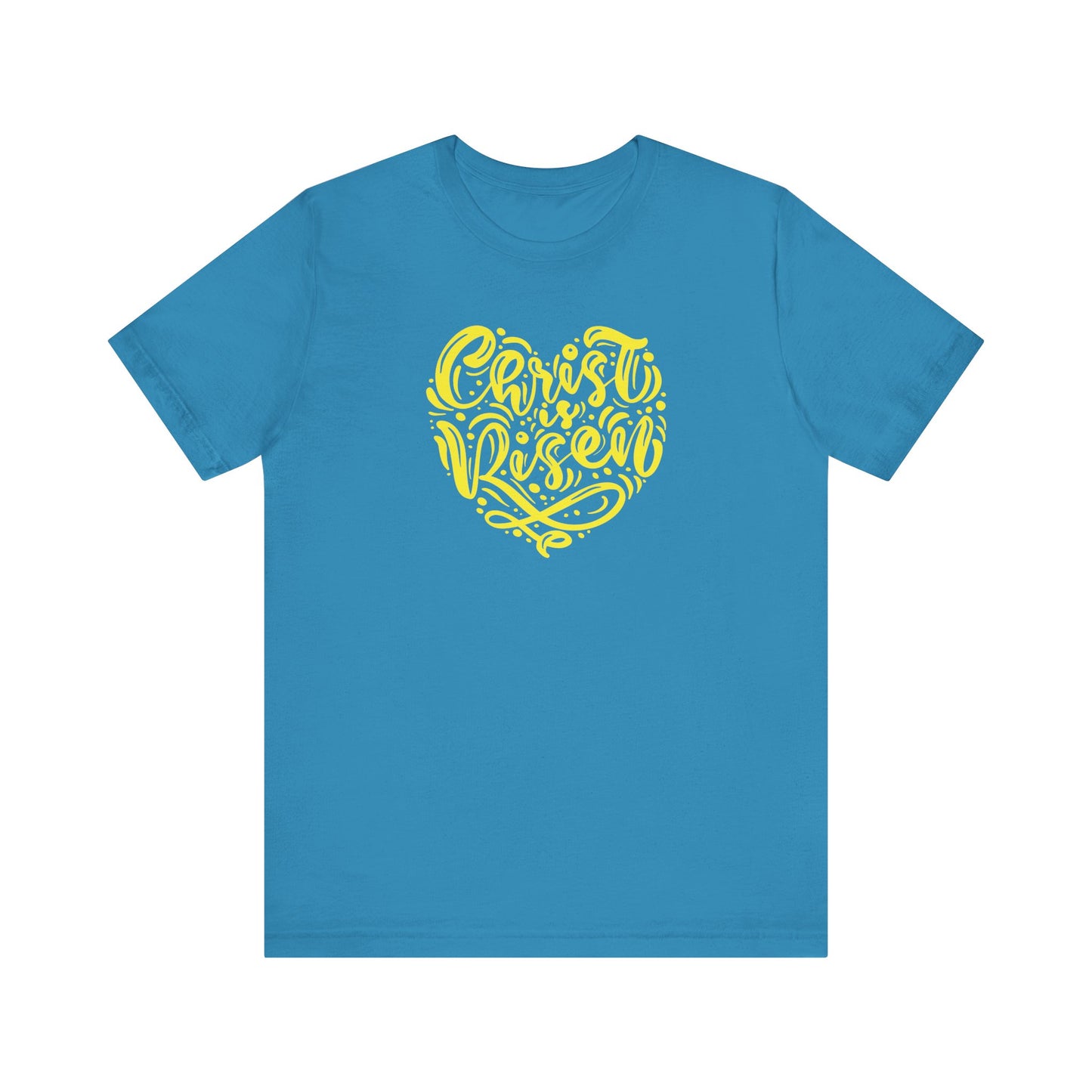Christ is Risen Heart Shaped Yellow Print Unisex Jersey Short Sleeve Tee