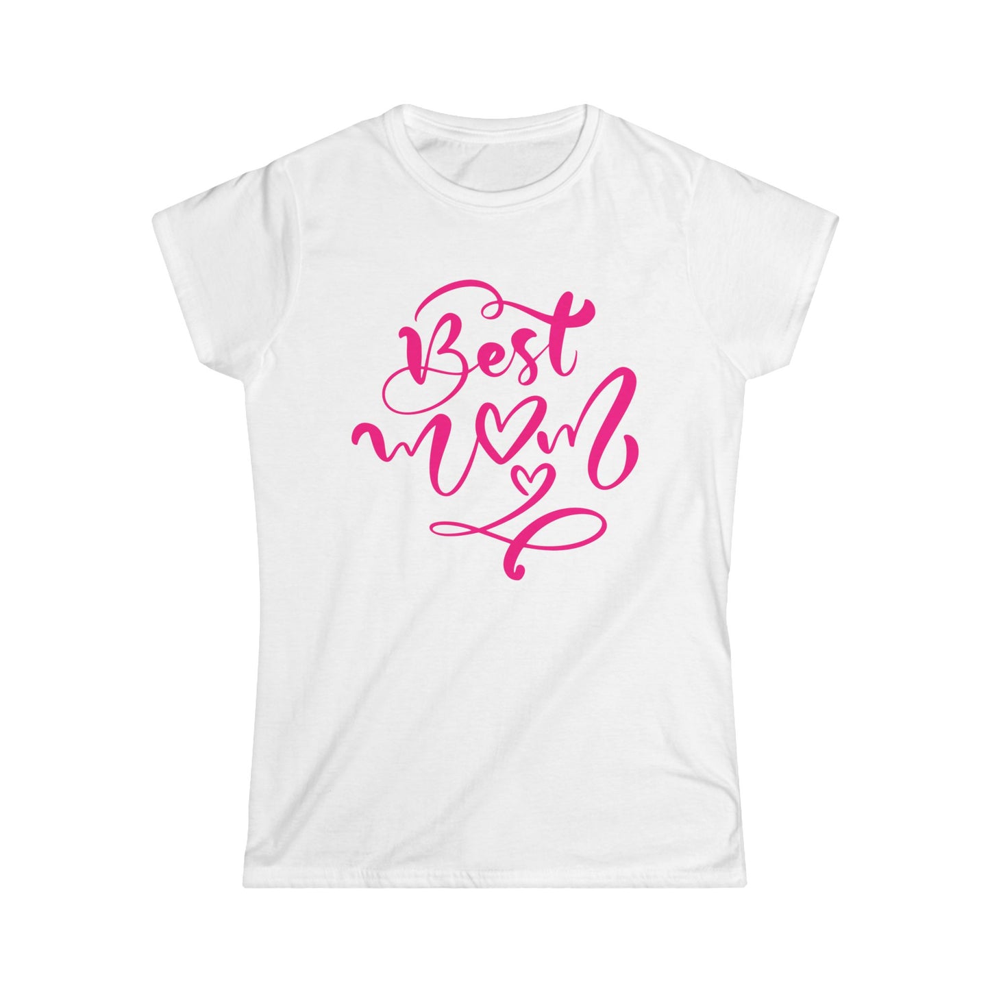 Best Mom Pink Color Print Women's Softstyle Tee