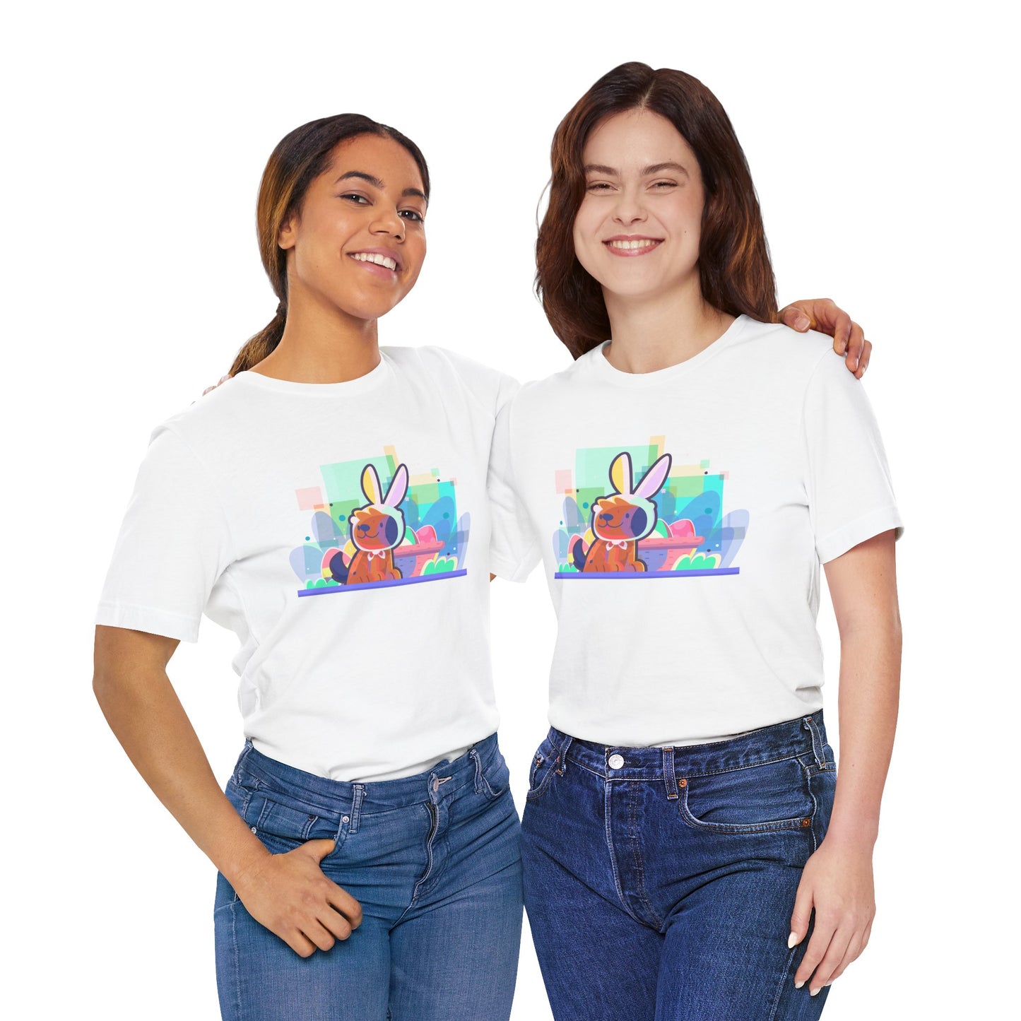 Doggone Cute Easter Bunny Woof-tastic Egg-citing Fun Unisex Jersey Short Sleeve Tee