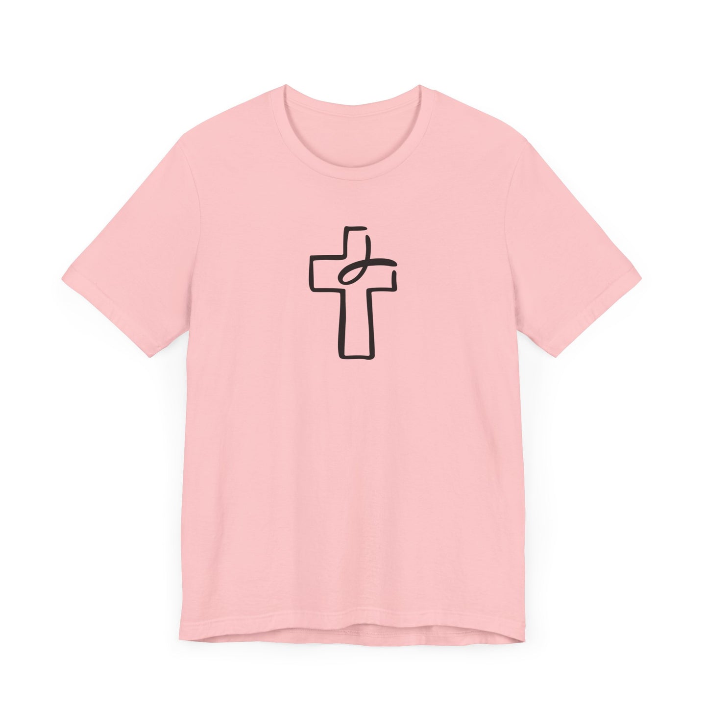 Crucifix Ichthys "Jesus Fish" Black Print Unisex Jersey Short Sleeve Tee
