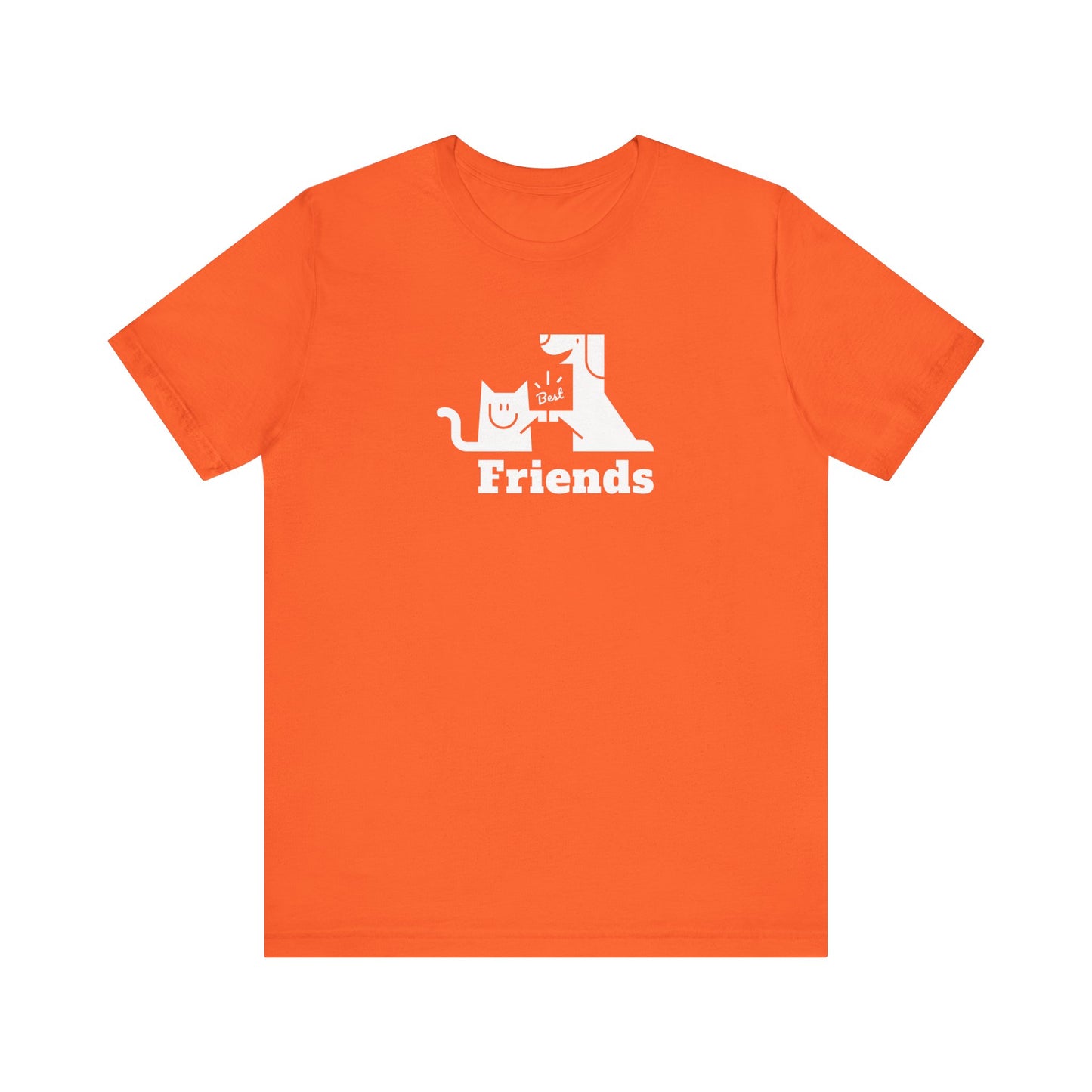 Cat & Dog Hi-5 Each Other Best Friends White Print Unisex Jersey Short Sleeve Tee