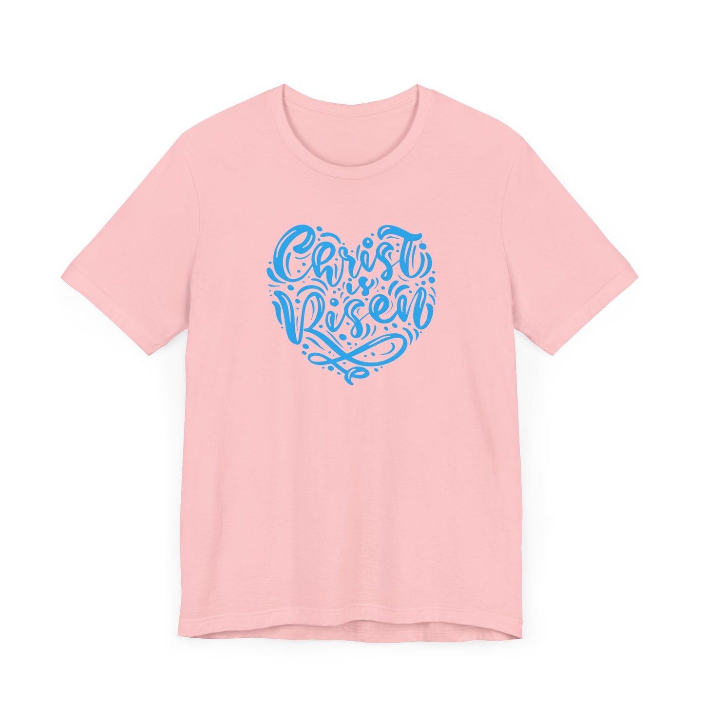 Christ is Risen Heart Shaped Blue Print Unisex Jersey Short Sleeve Tee
