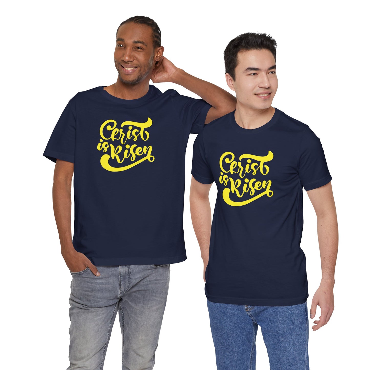 Christ is Risen Yellow Print Unisex Jersey Short Sleeve Tee