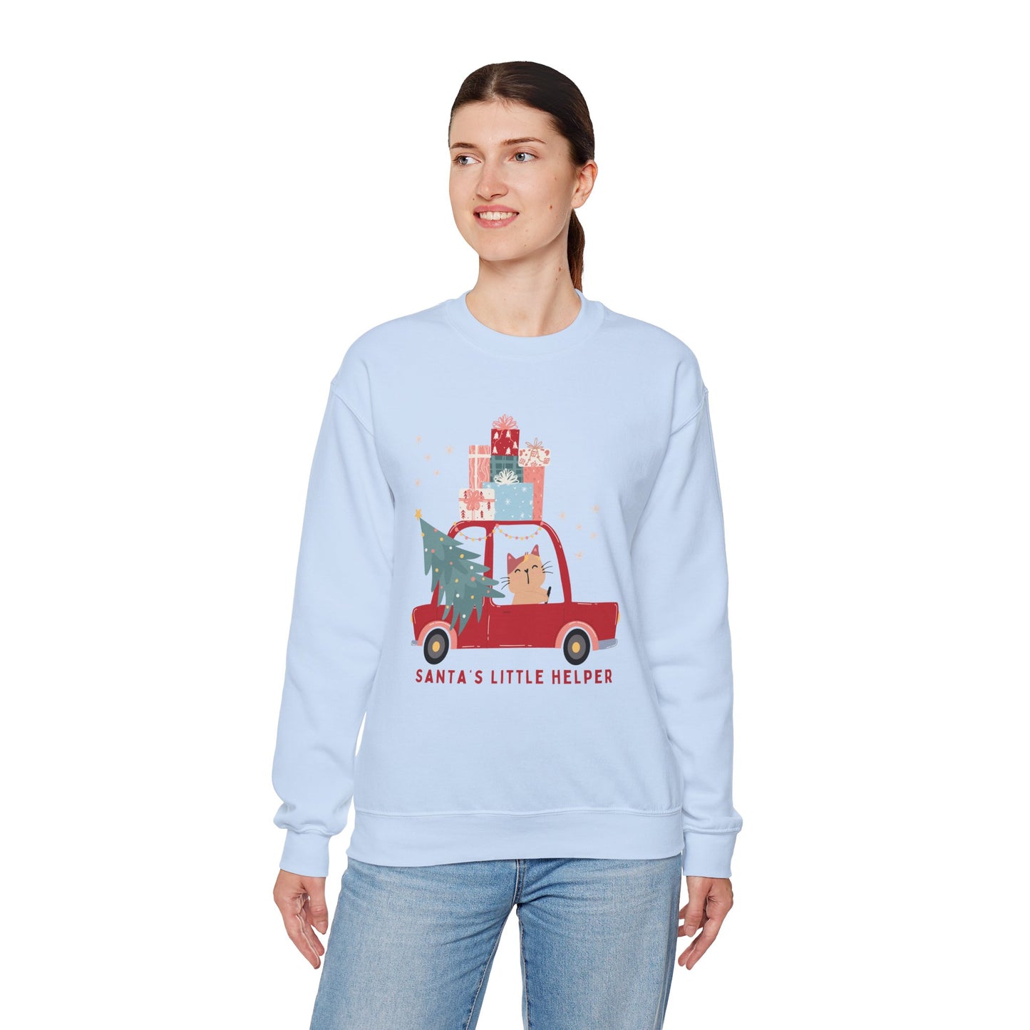 Santa's Little Helper Cat Driving πππ± Unisex Heavy Blend Crewneck Sweatshirt