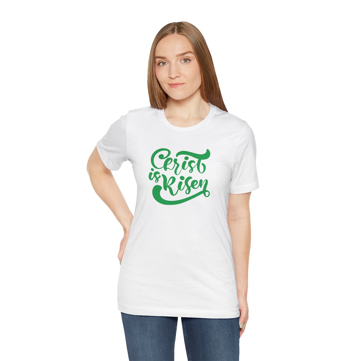 Christ is Risen Green Print Unisex Jersey Short Sleeve Tee