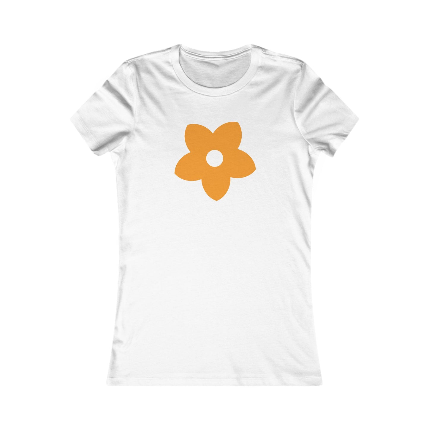 Women's Favorite T-Shirt "Petals of Joy" Playful 5-Petal Flower Design Orange Print