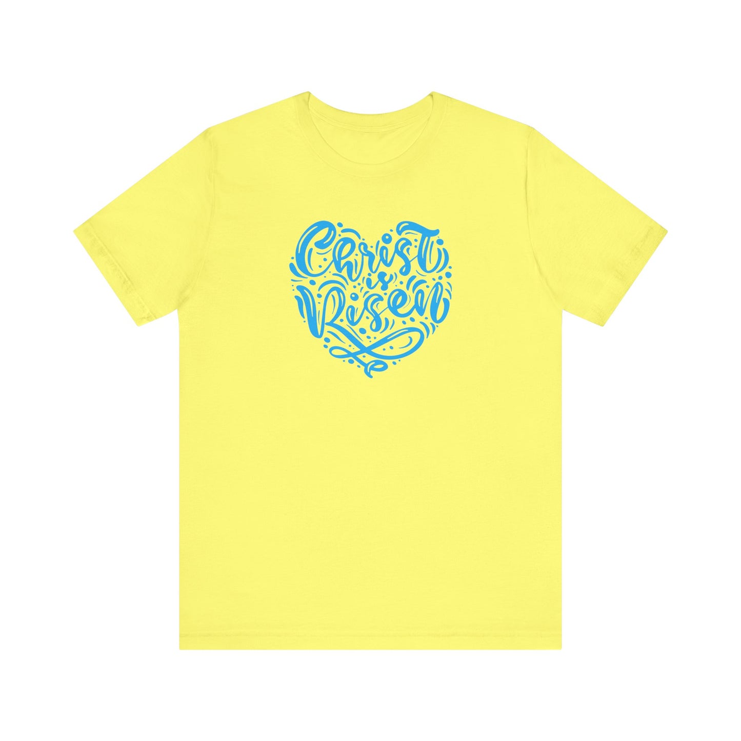 Christ is Risen Heart Shaped Blue Print Unisex Jersey Short Sleeve Tee