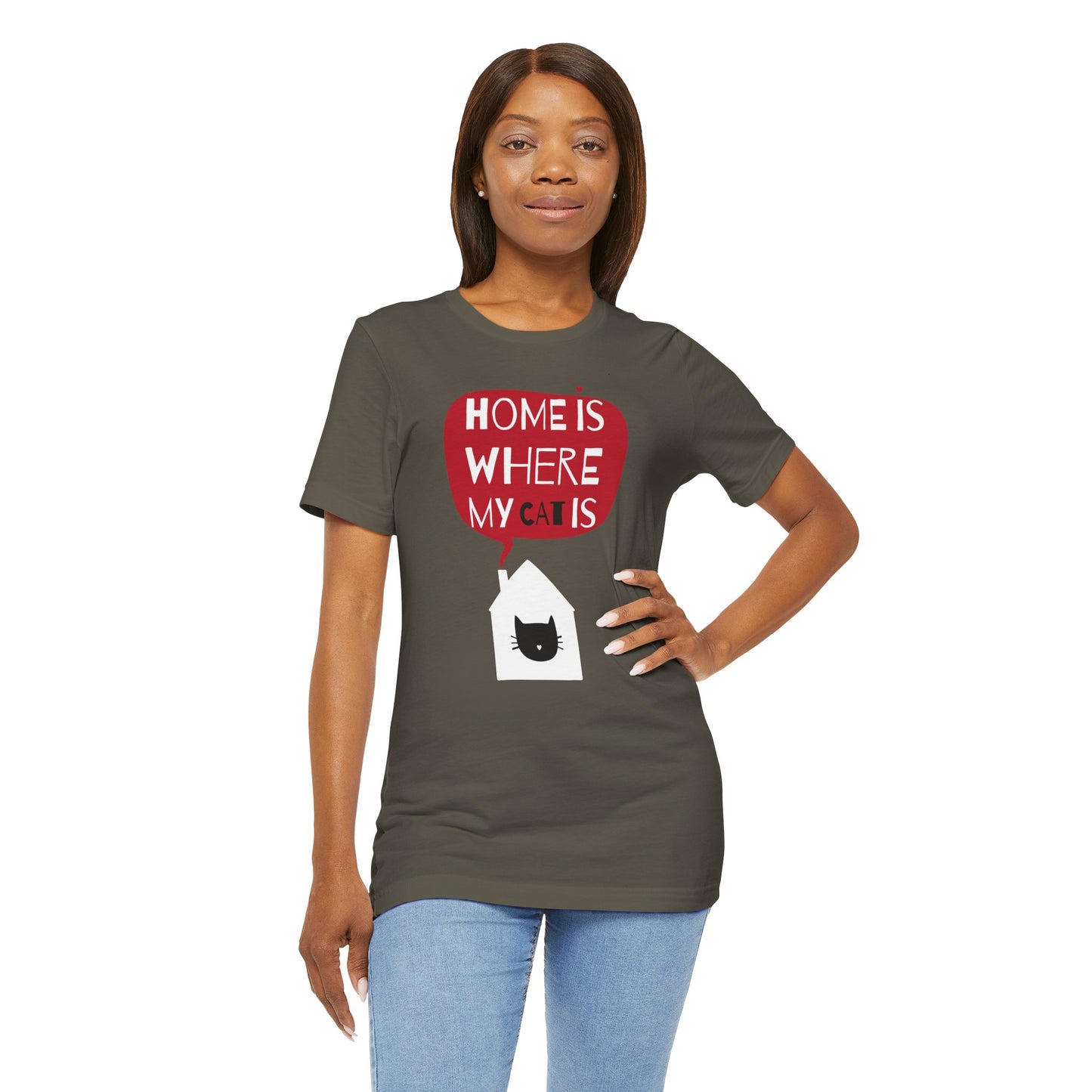 Home Is Where My Cat Is Unisex Jersey Short Sleeve Tee