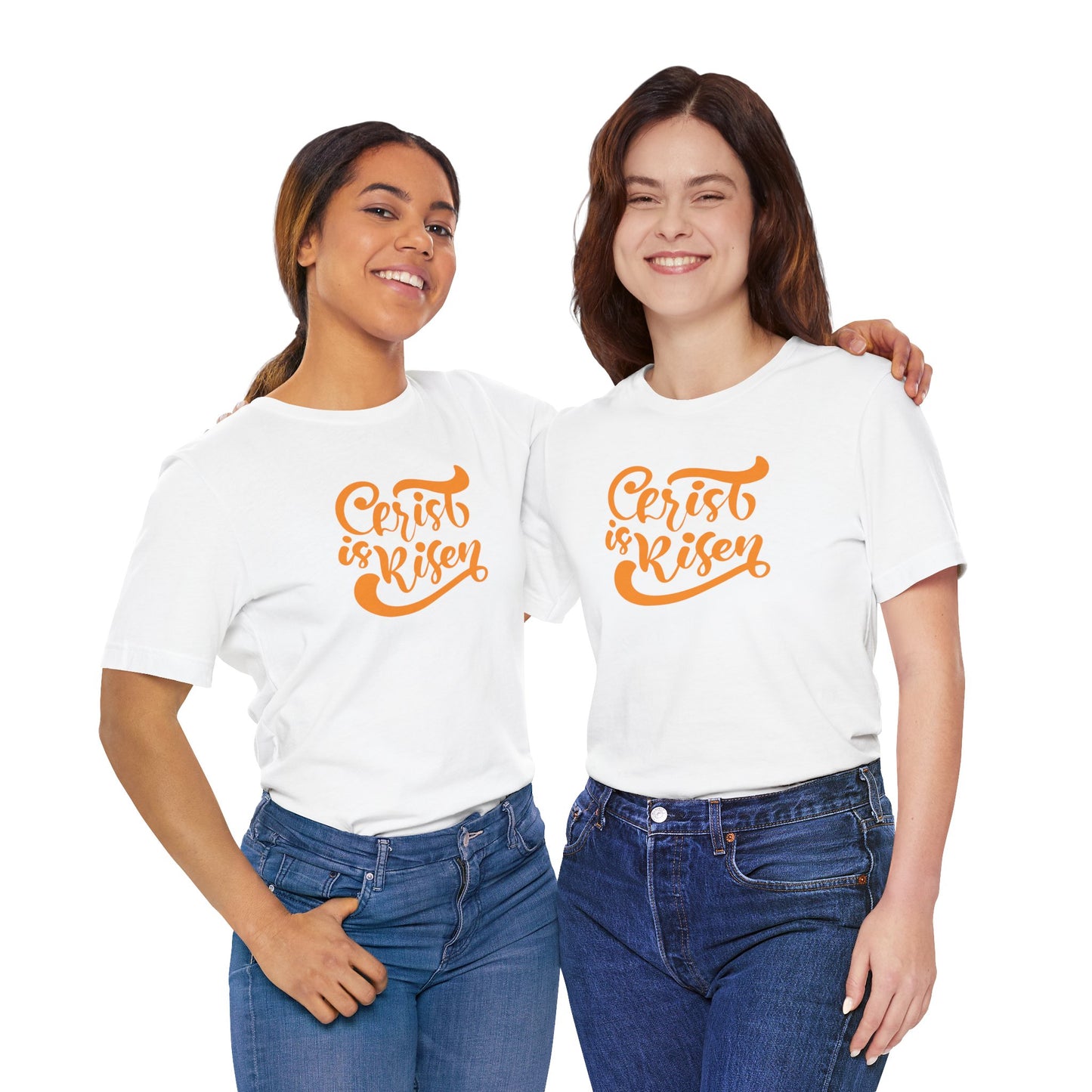 Christ is Risen Orange Print Unisex Jersey Short Sleeve Tee