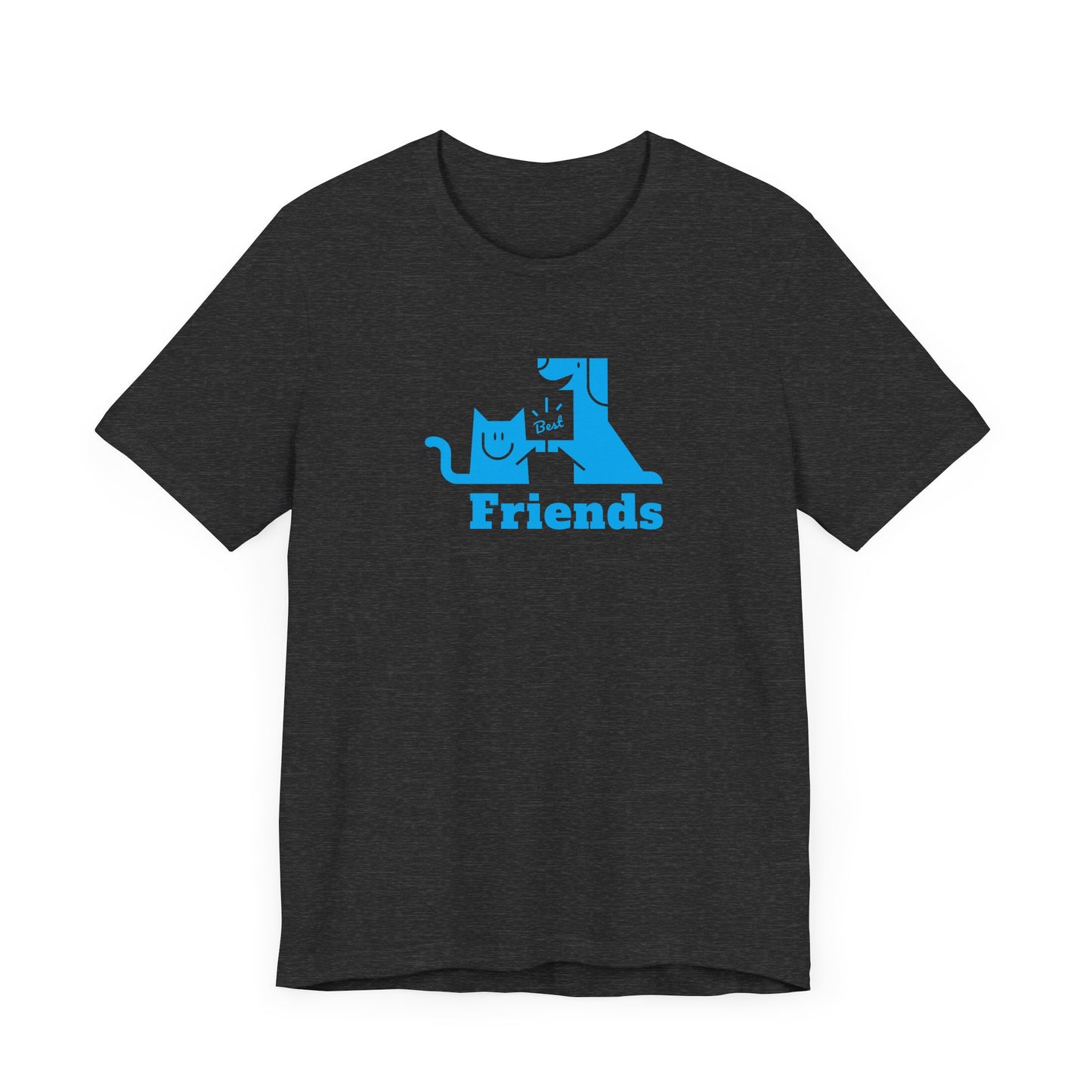 Cat & Dog Hi-5 Each Other Best Friends Blue Print Unisex Jersey Short Sleeve Tee