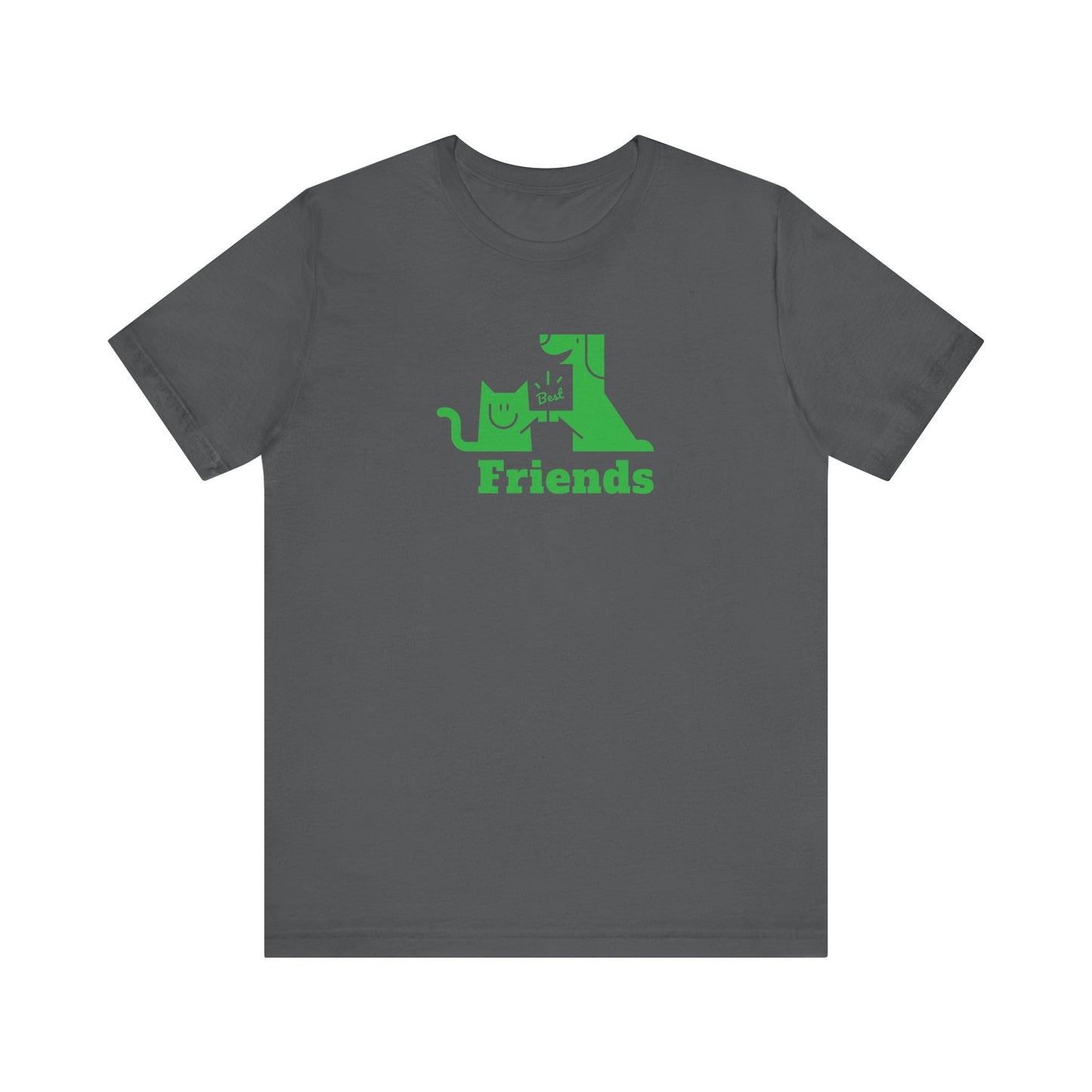 Cat & Dog Hi-5 Each Other Best Friends Green Print Unisex Jersey Short Sleeve Tee