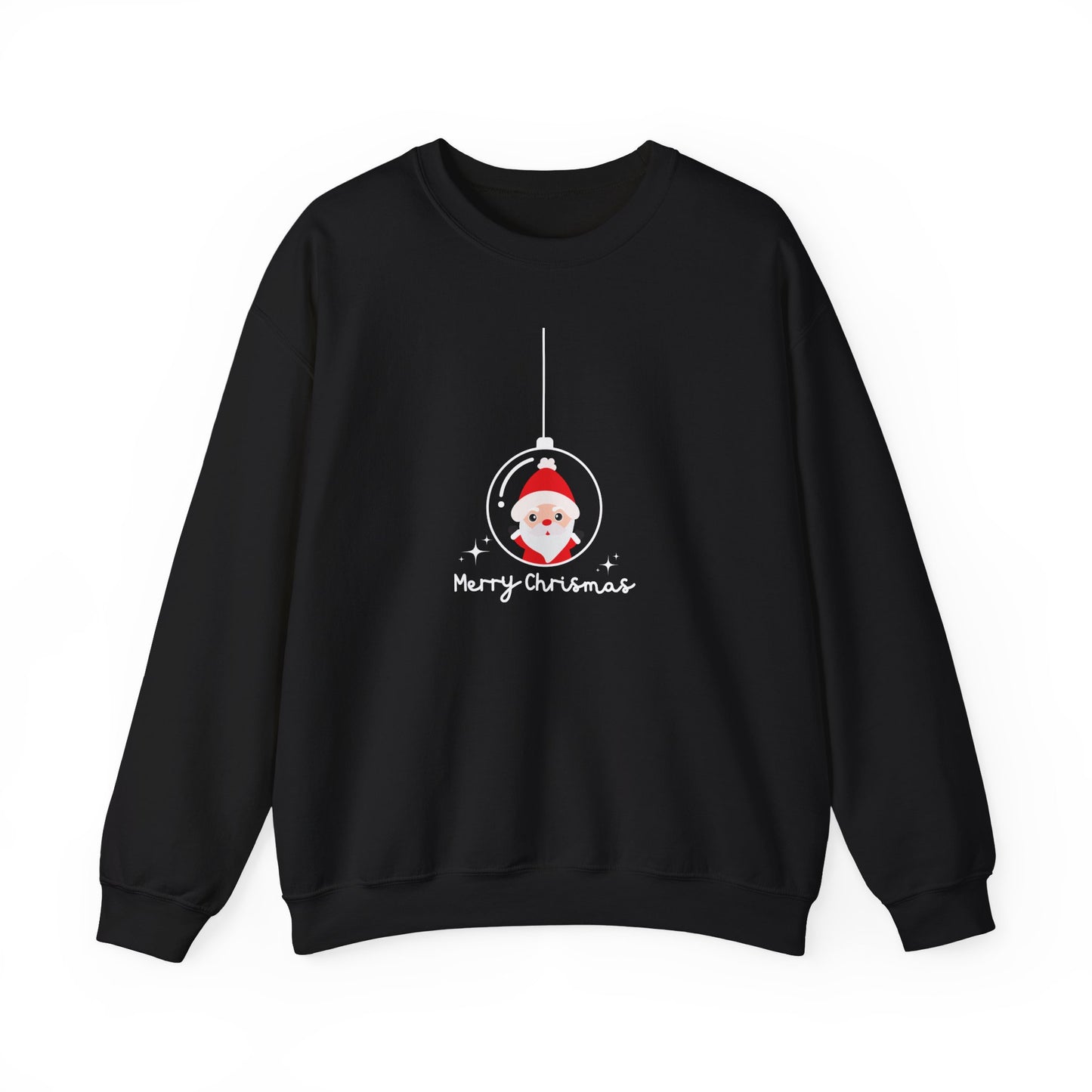 Unisex Heavy Blend Crewneck Sweatshirt Santa in Glass Ornament with Merry Christmas πβ¨