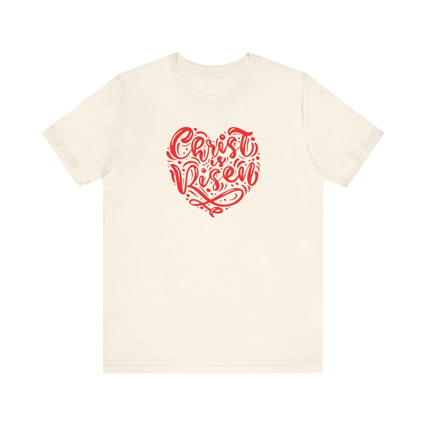 Christ is Risen Heart Shaped Red Print Unisex Jersey Short Sleeve Tee