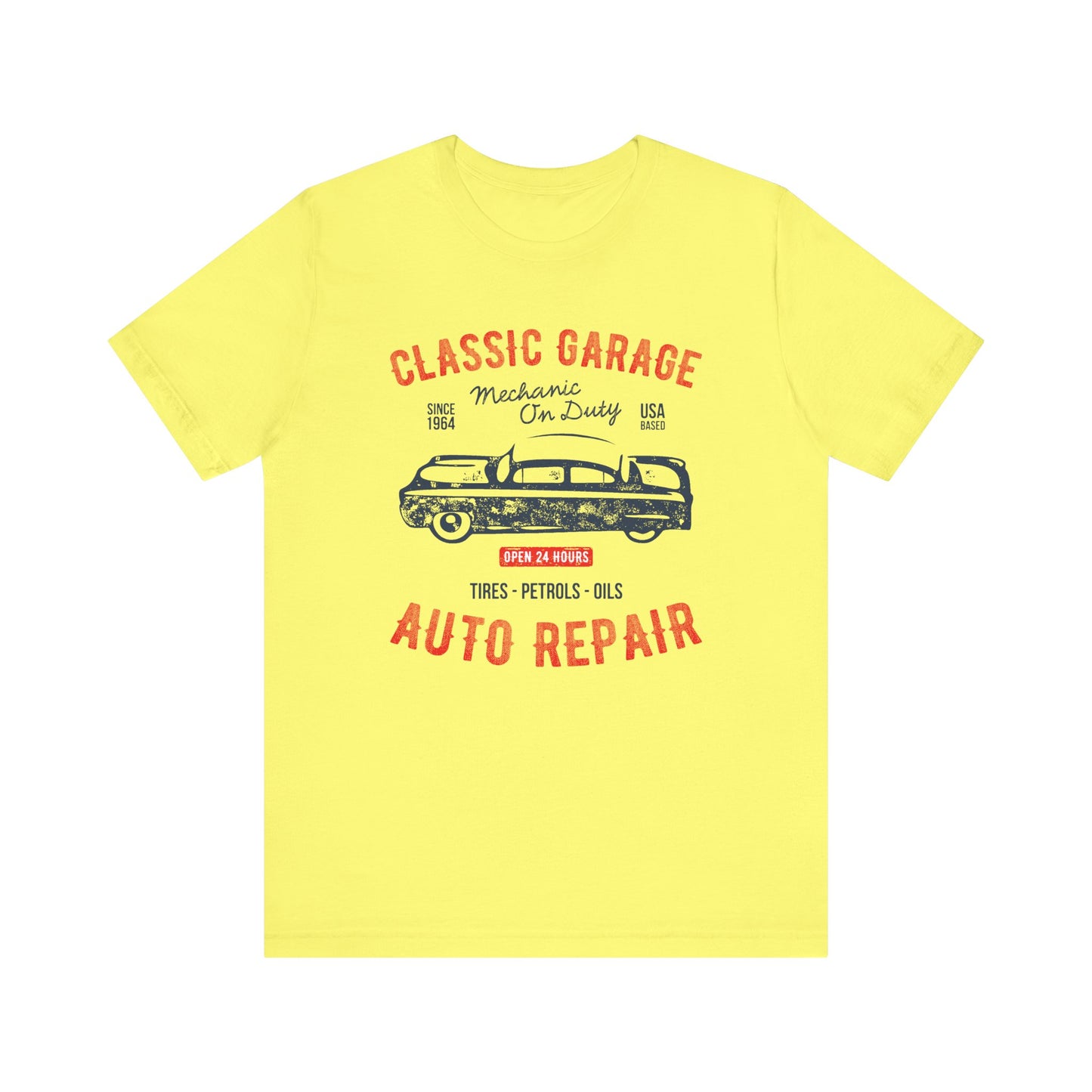 Unisex Jersey Short Sleeve Tee Classic Garage Auto Repair Red Print