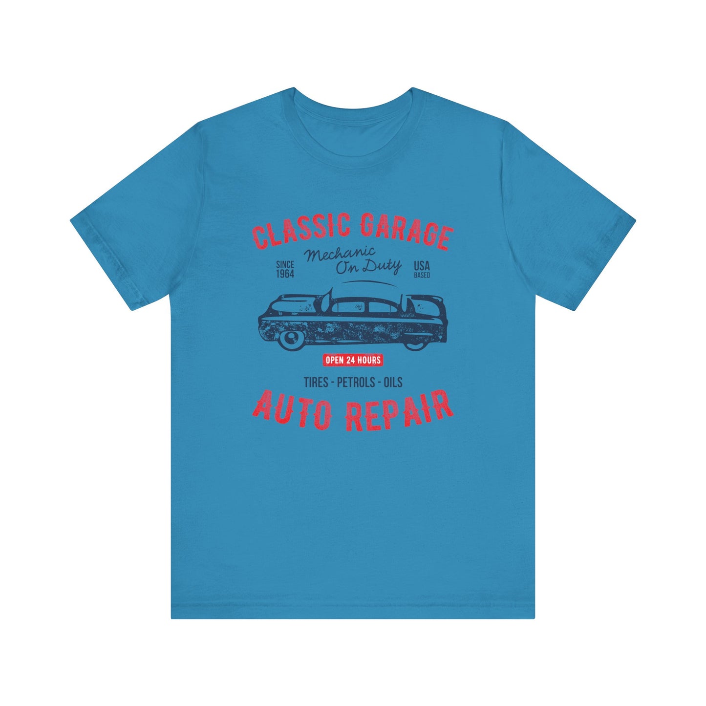 Unisex Jersey Short Sleeve Tee Classic Garage Auto Repair Red Print