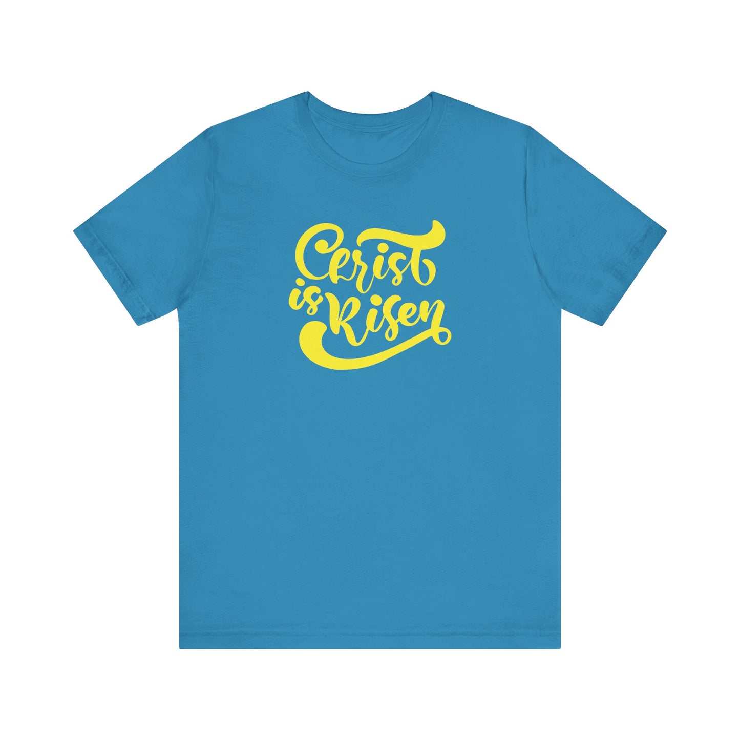 Christ is Risen Yellow Print Unisex Jersey Short Sleeve Tee