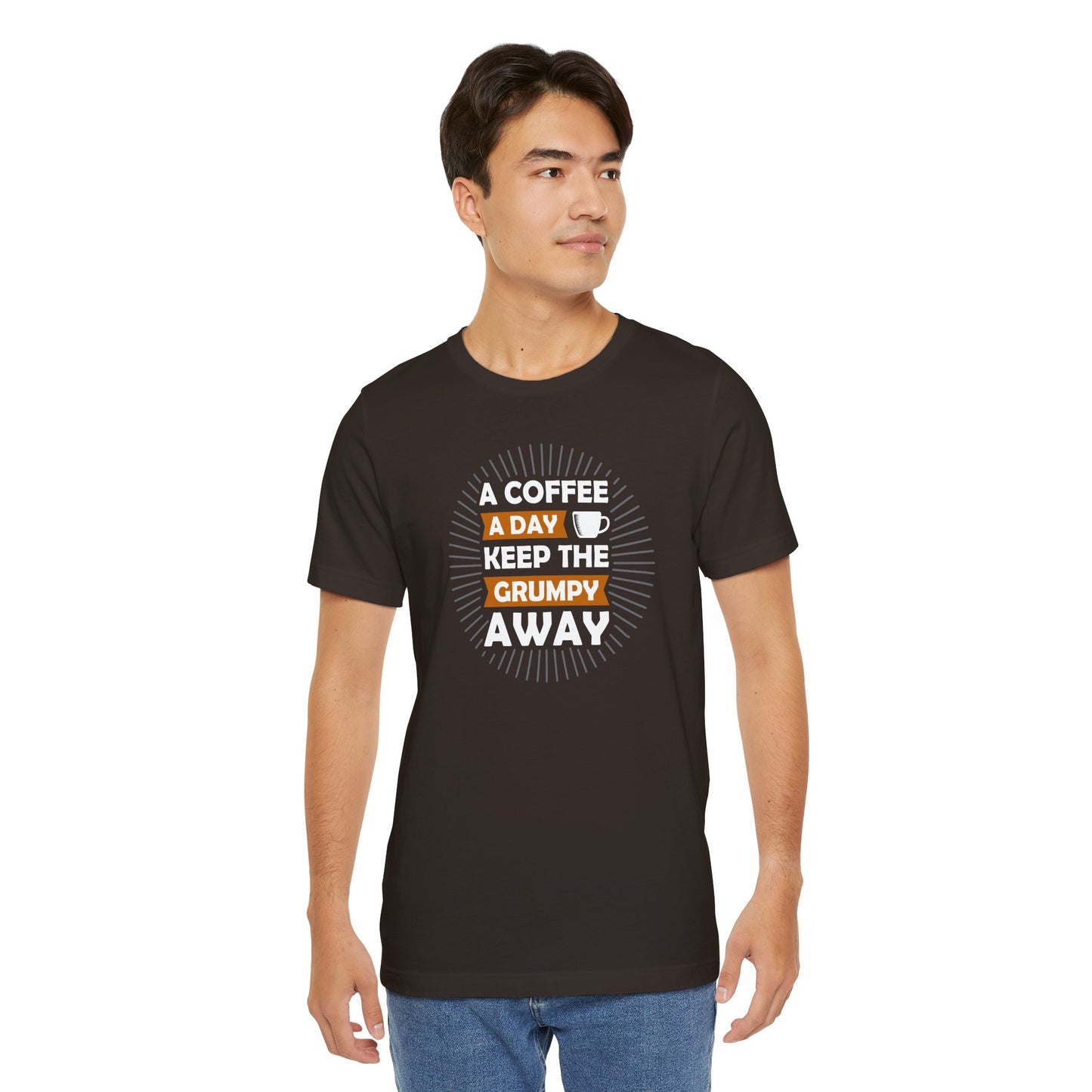 A Coffee A Day Keeps The Grumpy Away Unisex Jersey Short Sleeve Tee