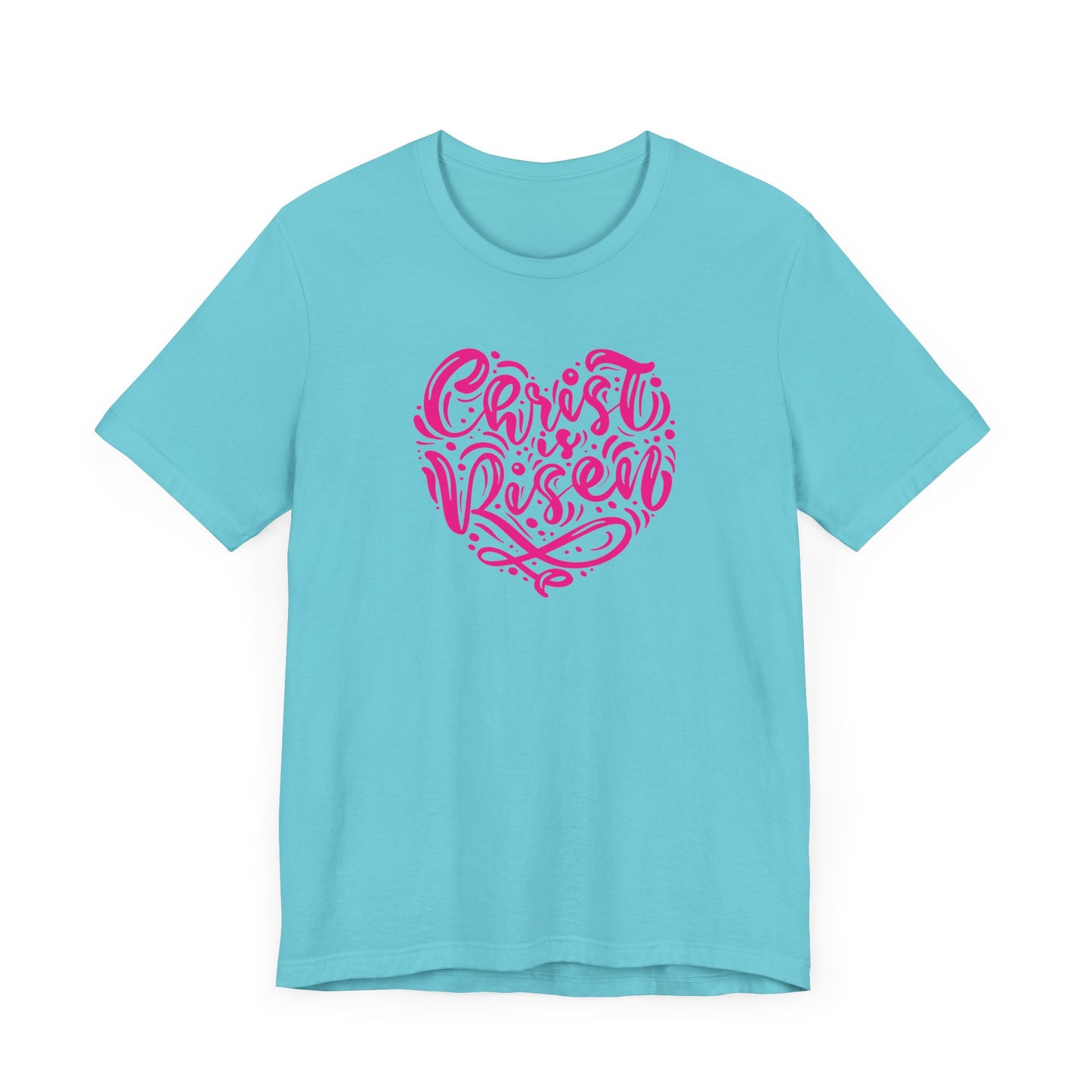 Christ is Risen Heart Shaped Pink Print Unisex Jersey Short Sleeve Tee