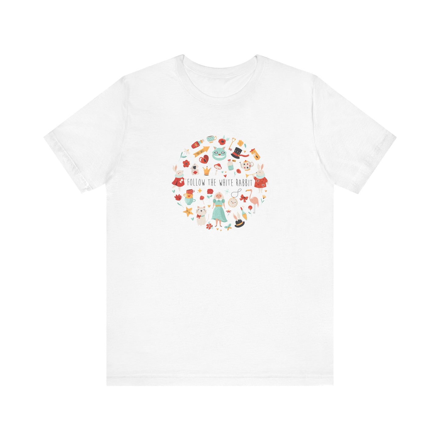 Follow The White Rabbit Alice In Wonderland Inspired Unisex Jersey Short Sleeve Tee