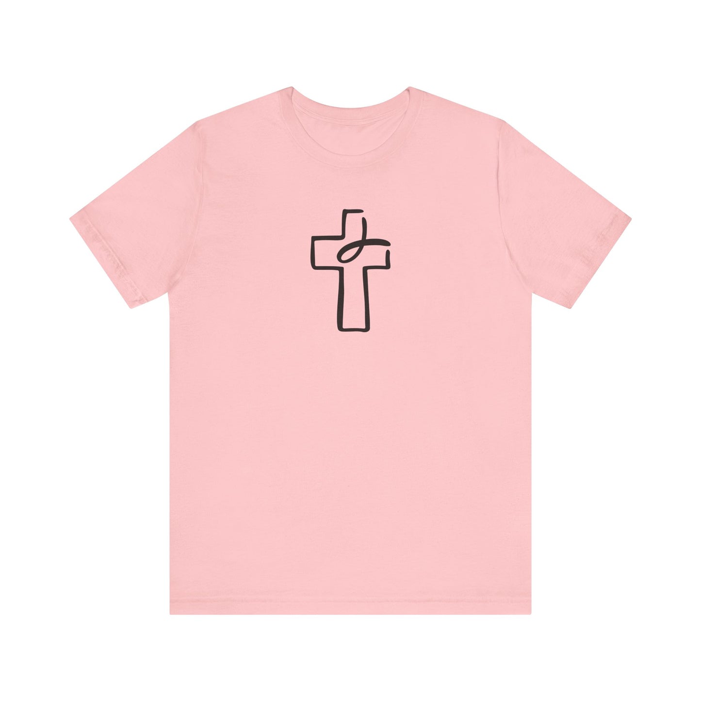 Crucifix Ichthys "Jesus Fish" Black Print Unisex Jersey Short Sleeve Tee