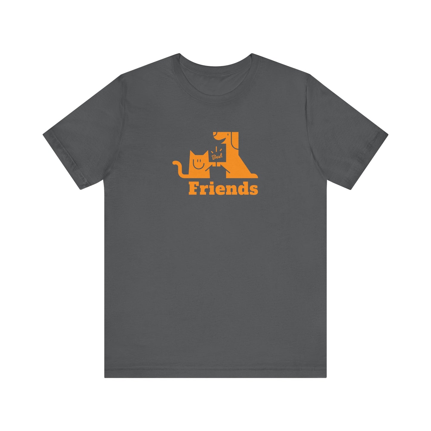 Cat & Dog Hi-5 Each Other Best Friends Orange Print Unisex Jersey Short Sleeve Tee