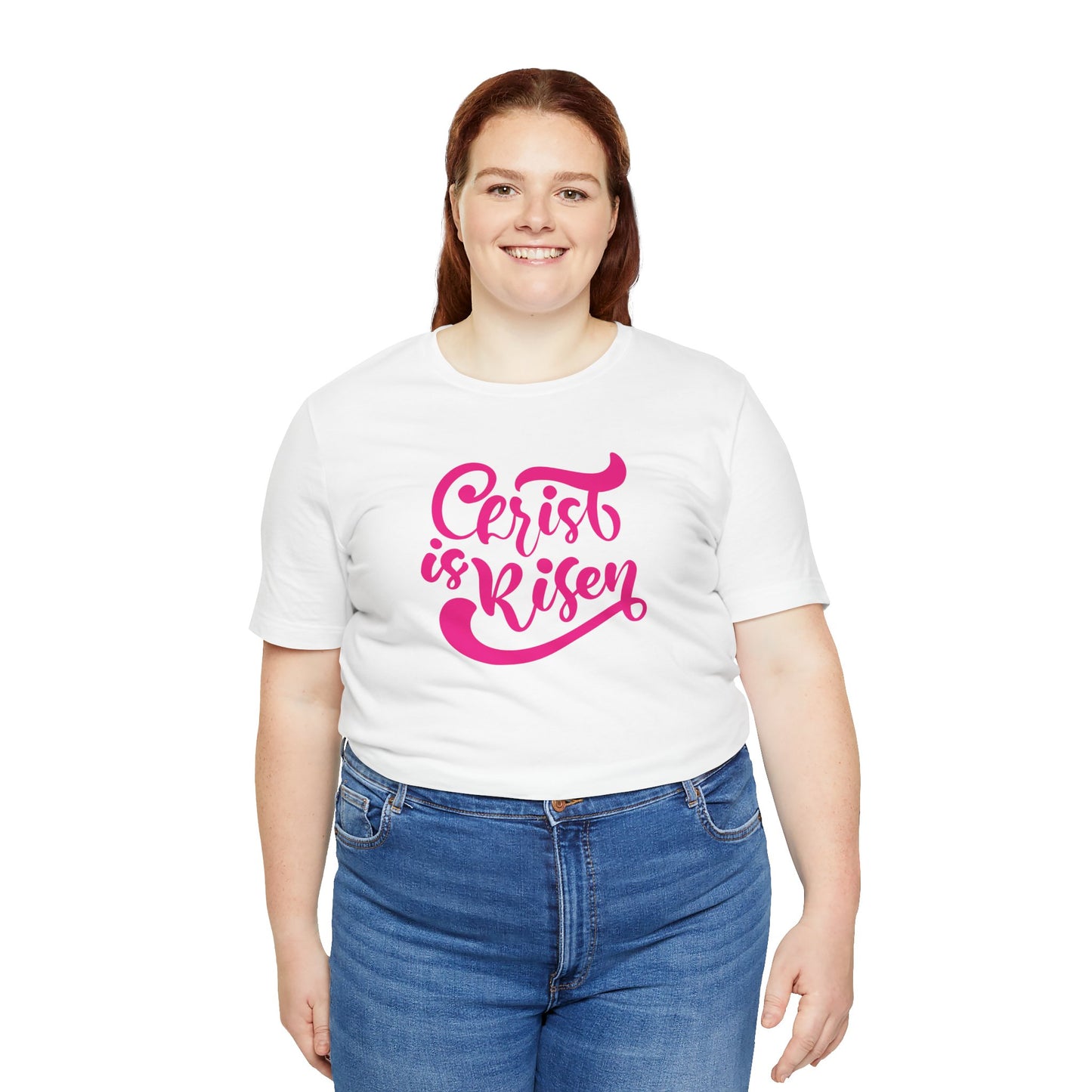 Christ is Risen Pink Print Unisex Jersey Short Sleeve Tee