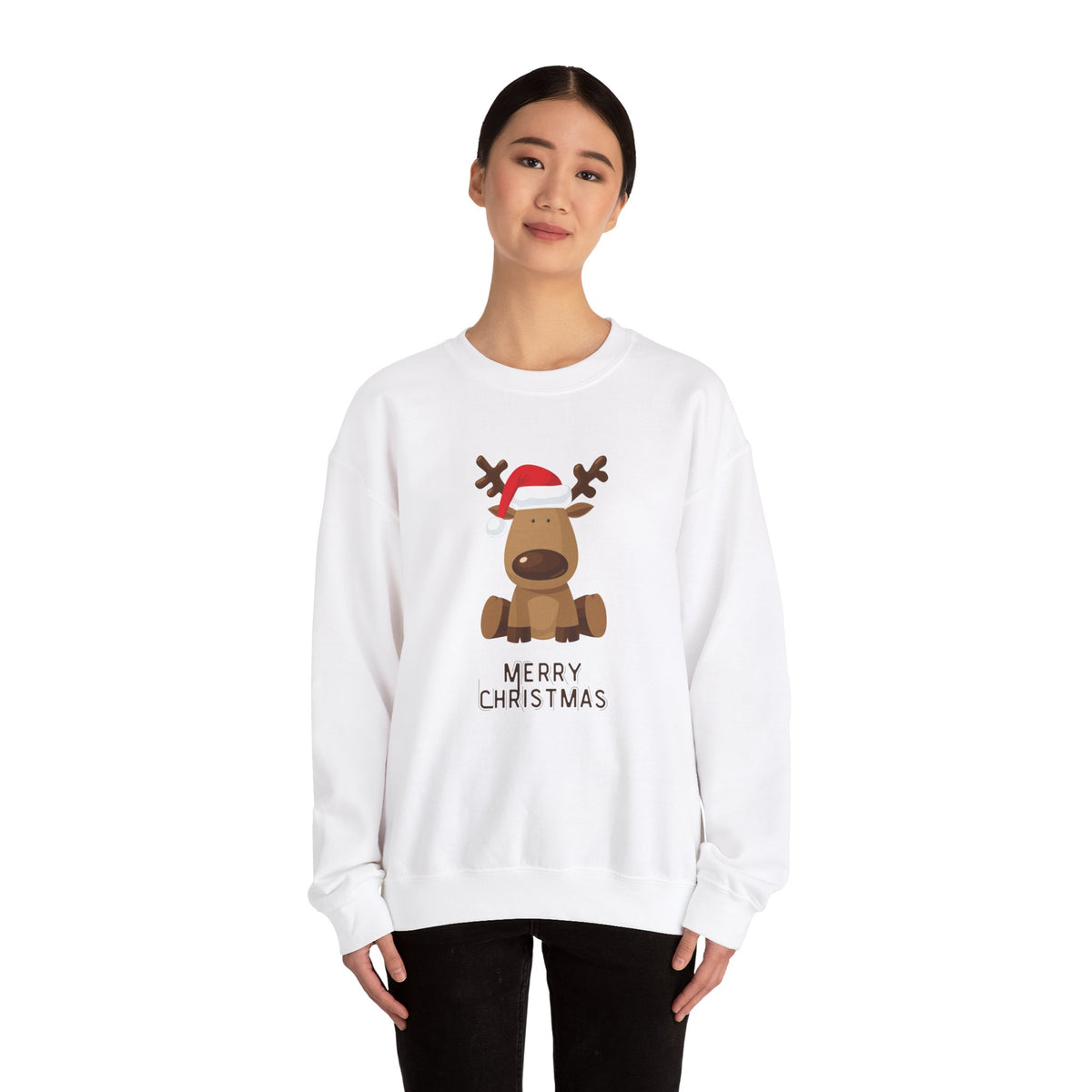Unisex Heavy Blend Crewneck Sweatshirt Merry Christmas with Adorable Reindeer π
π¦β¨