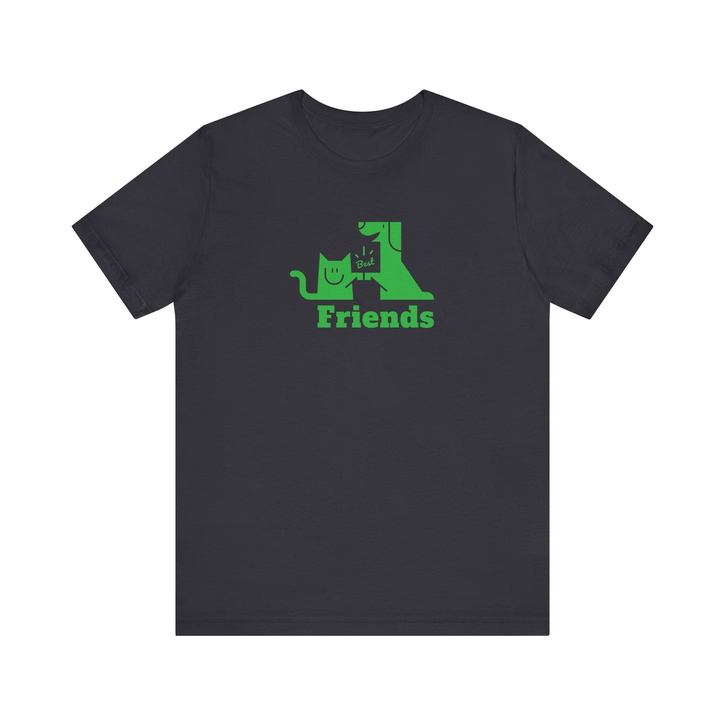 Cat & Dog Hi-5 Each Other Best Friends Green Print Unisex Jersey Short Sleeve Tee