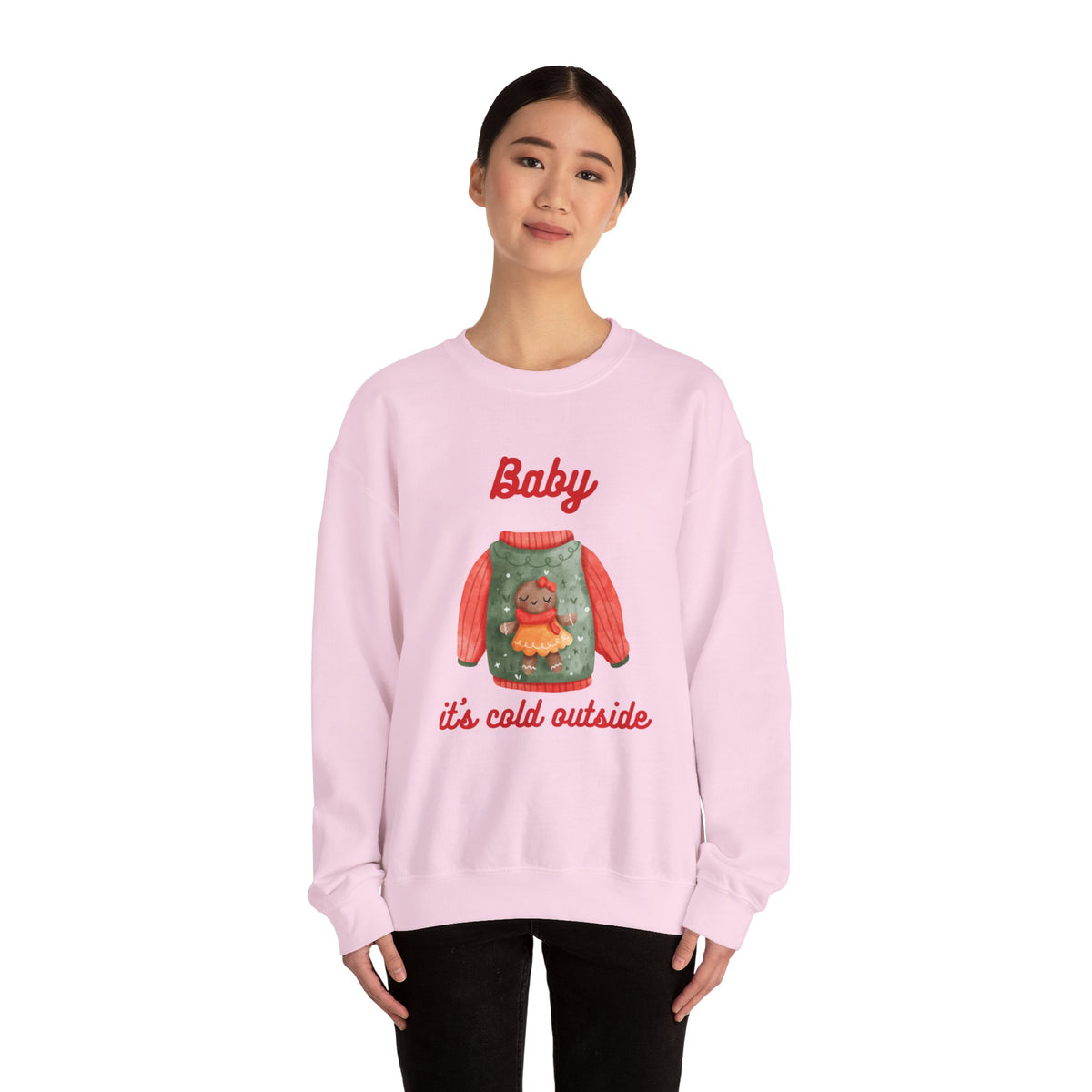 Unisex Heavy Blend Crewneck Sweatshirt Baby It's Cold Outside Gingerbread πβοΈβ€οΈ