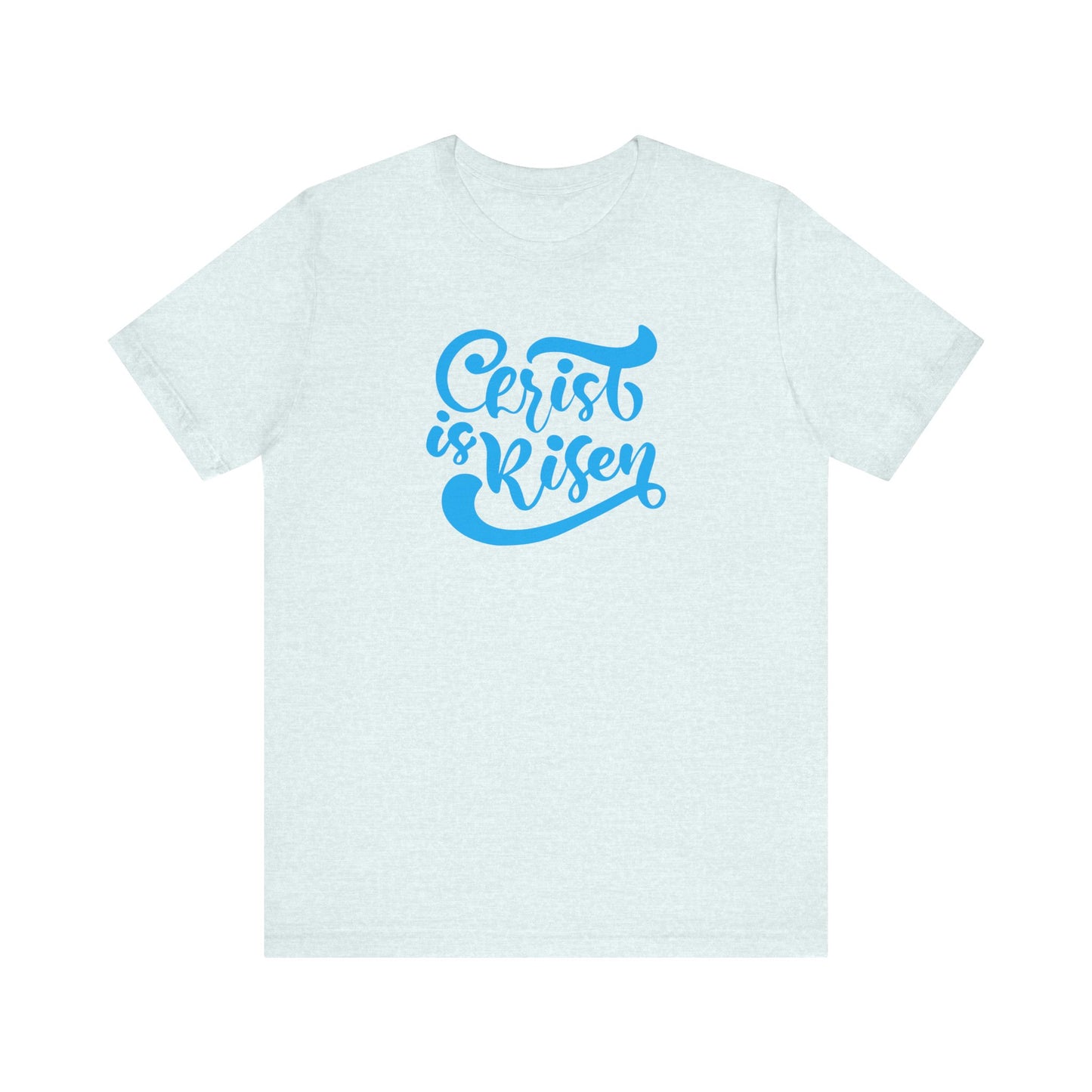 Christ is Risen Blue Print Unisex Jersey Short Sleeve Tee