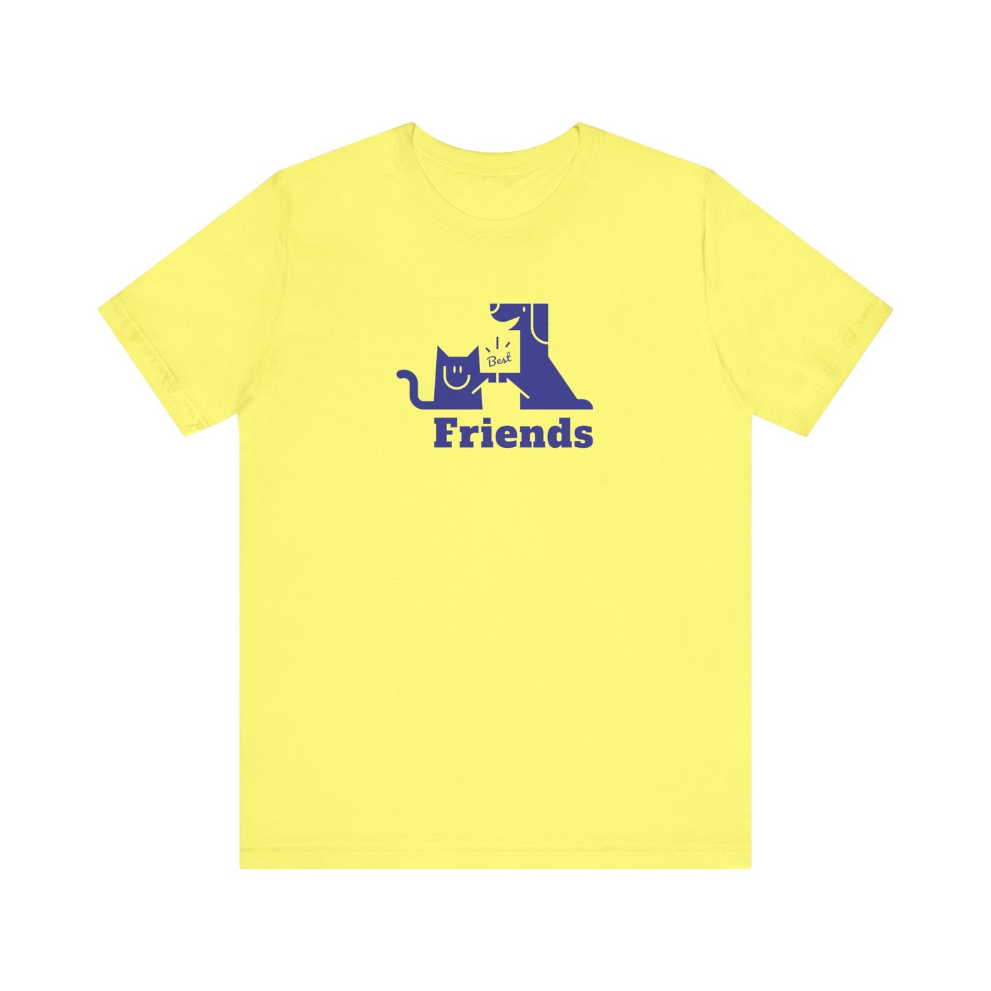 Cat & Dog Hi-5 Each Other Best Friends Navy Print Unisex Jersey Short Sleeve Tee