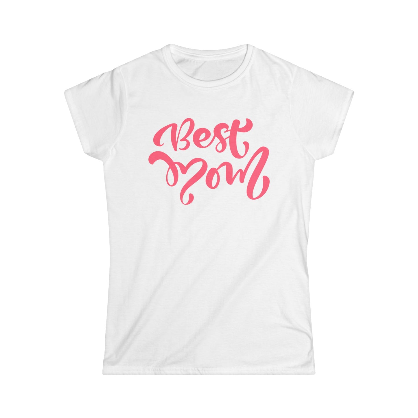 Best Mom Peach Color Print Women's Softstyle Tee