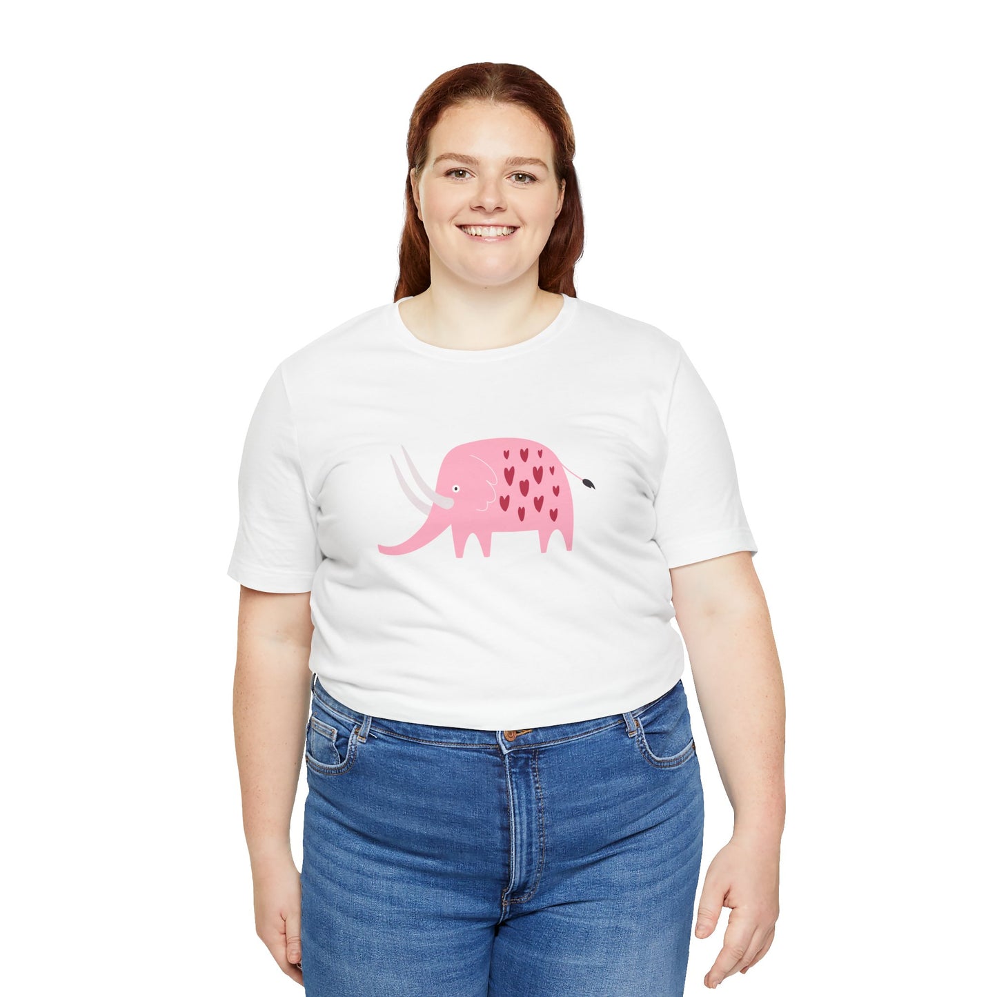 Adorable Elephant with Hearts Unisex Jersey Short Sleeve Tee