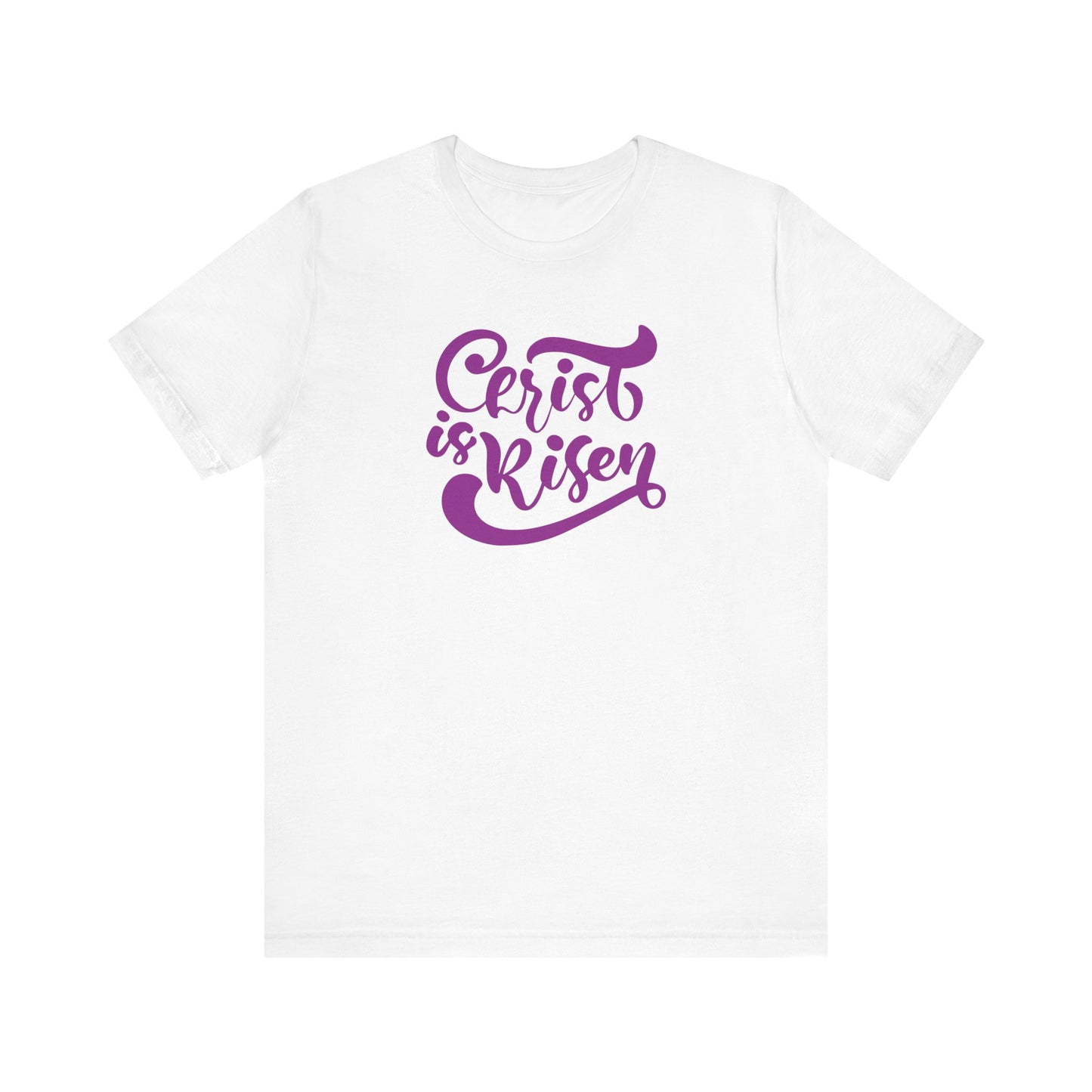 Christ is Risen Purple Print Unisex Jersey Short Sleeve Tee