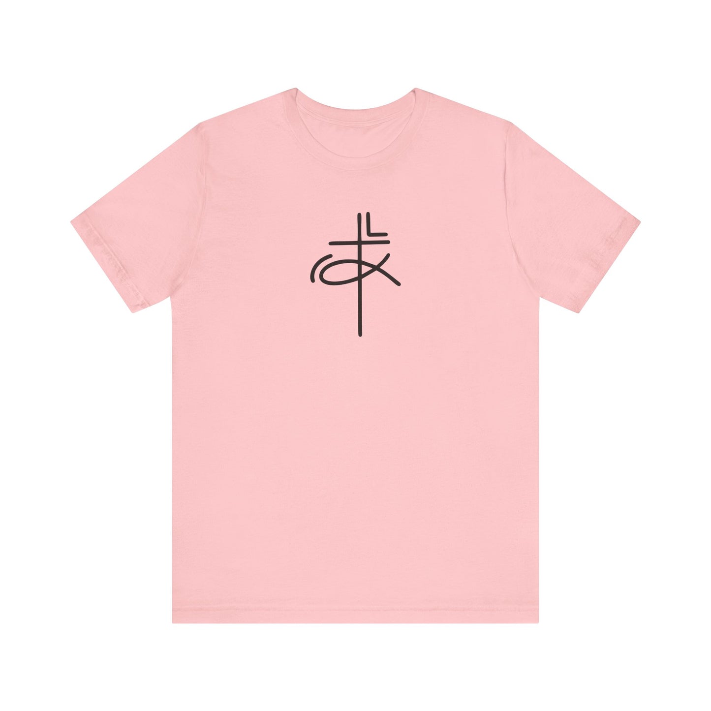 Crucifix Ichthys "Jesus Fish" Black Print Unisex Jersey Short Sleeve Tee