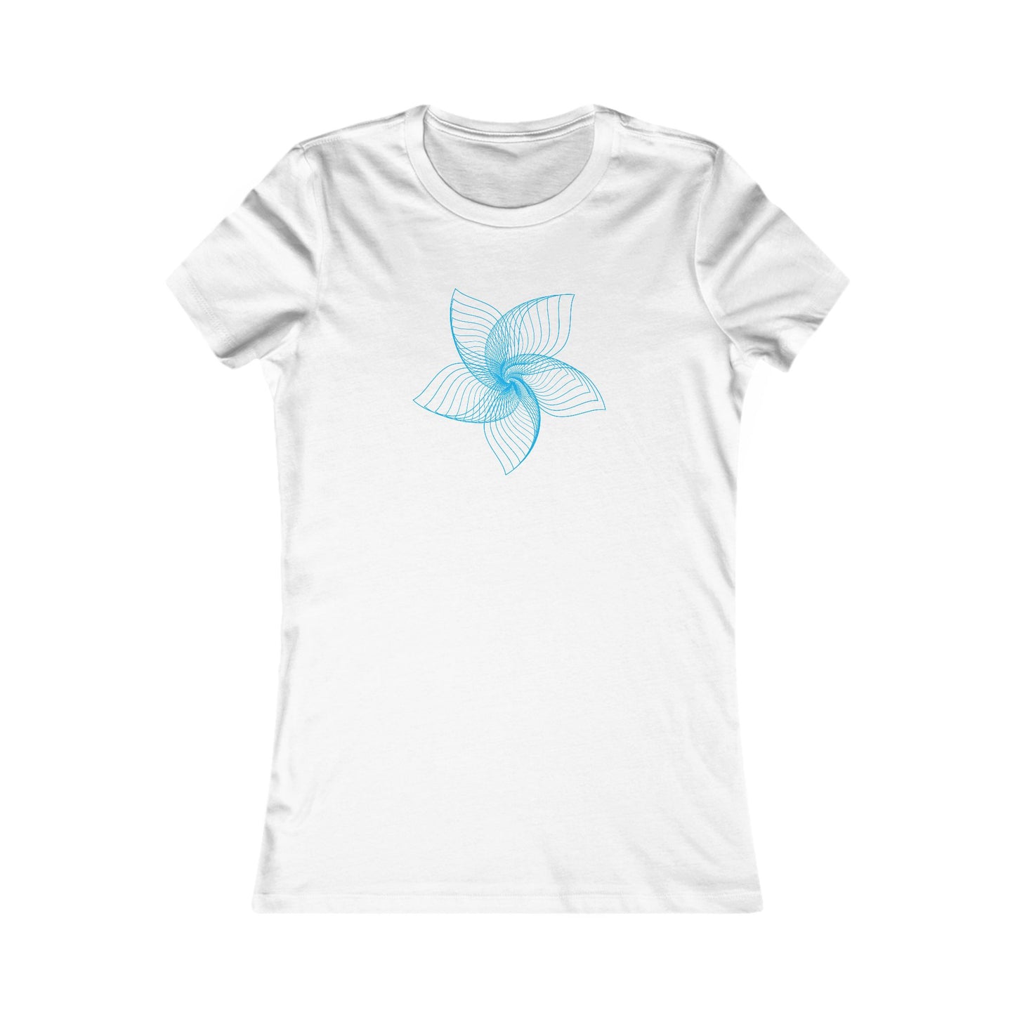 Women's Favorite T-Shirt "Geometric Petal Play" Whimsical 5-Petal Flower Blue Print