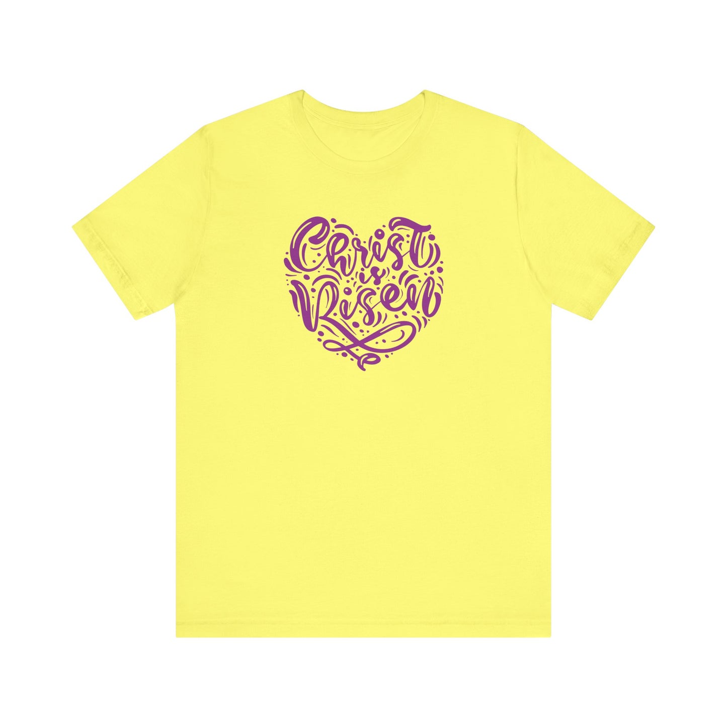 Christ is Risen Heart Shaped Purple Print Unisex Jersey Short Sleeve Tee