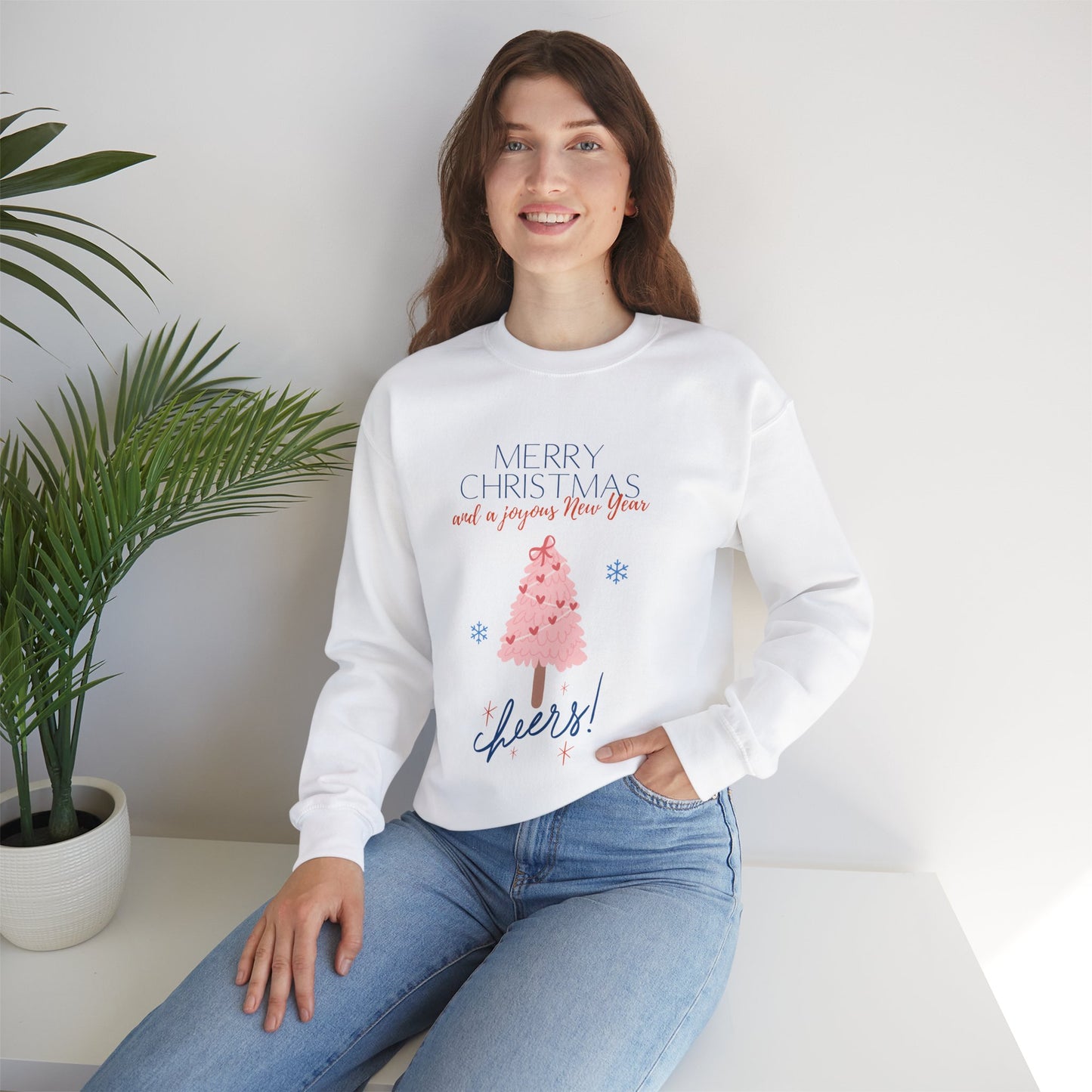 Unisex Heavy Blend Crewneck Sweatshirt Pink Christmas Tree πβ€οΈβ¨
