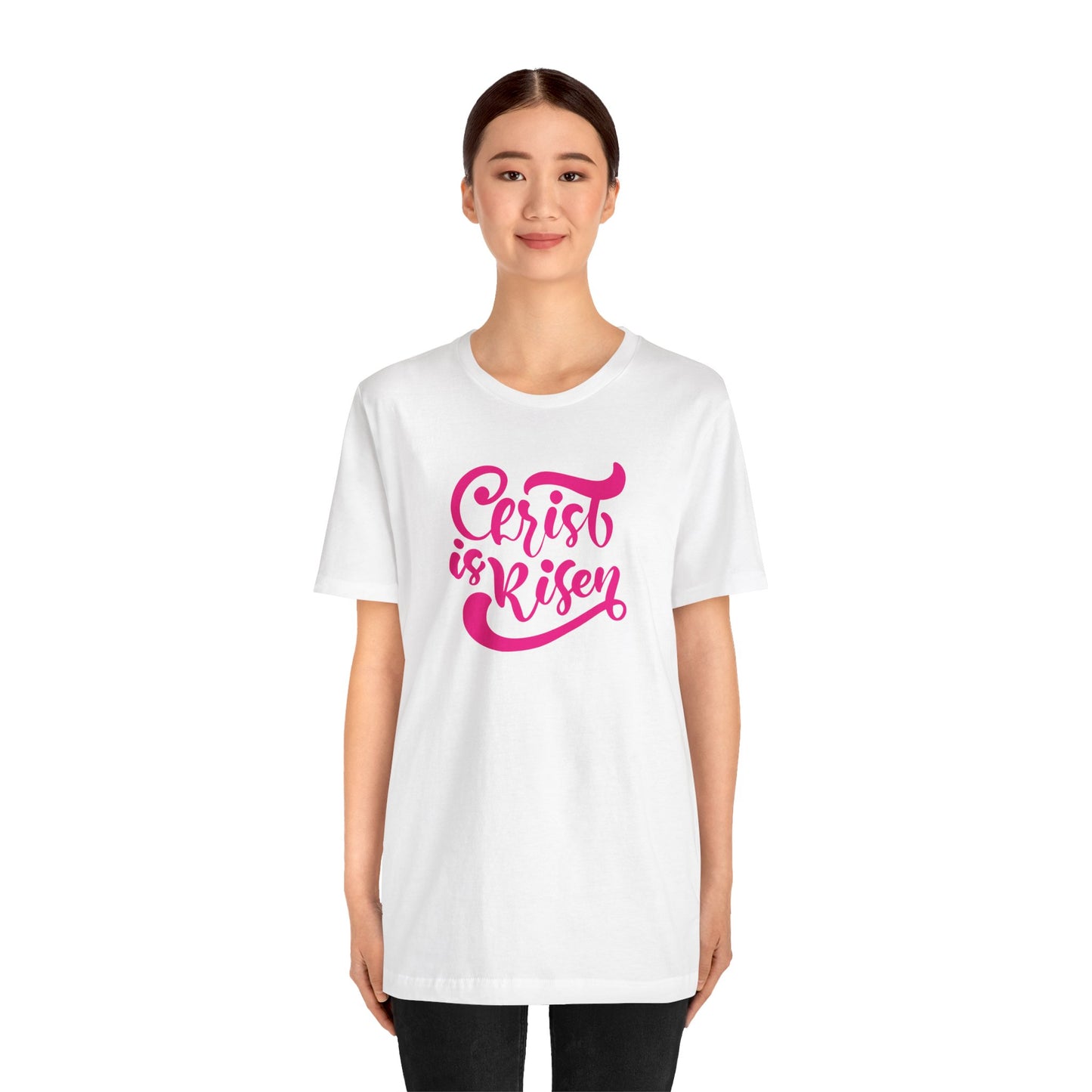 Christ is Risen Pink Print Unisex Jersey Short Sleeve Tee