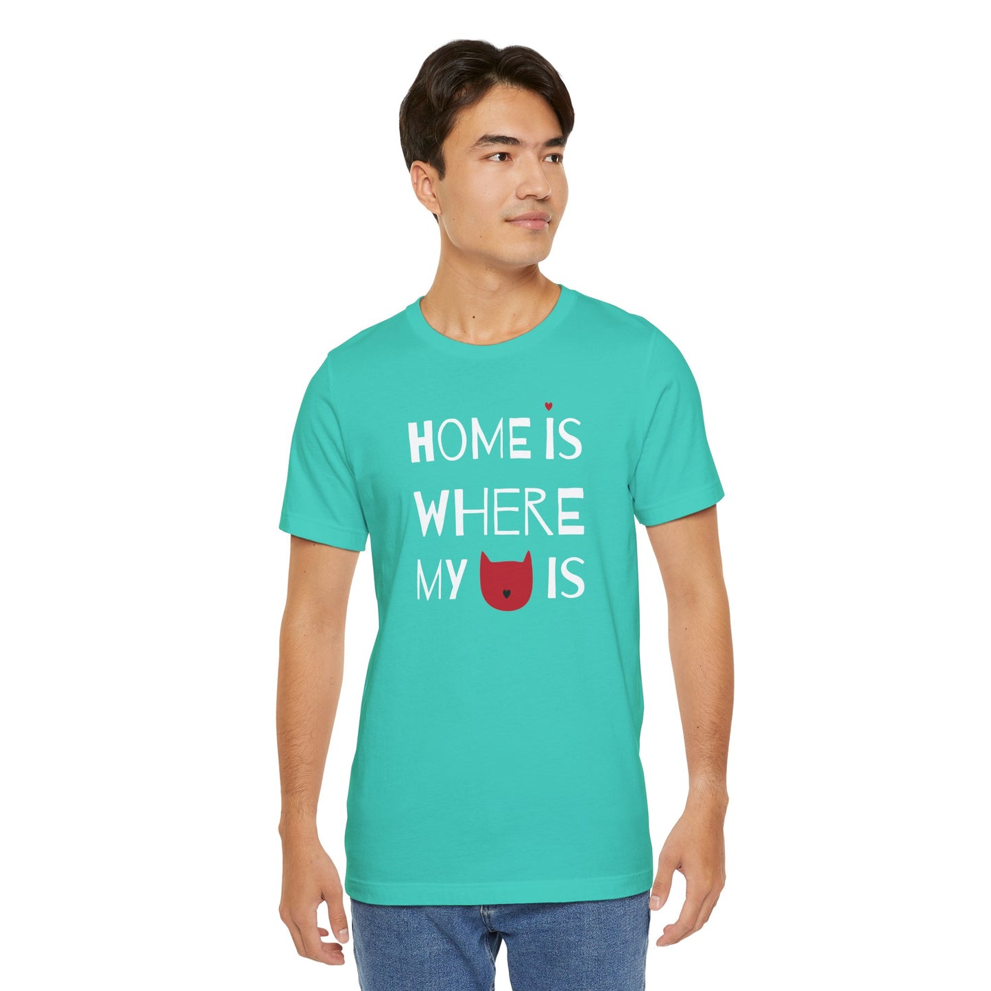 Home Is Where My Cat Is Unisex Jersey Short Sleeve Tee