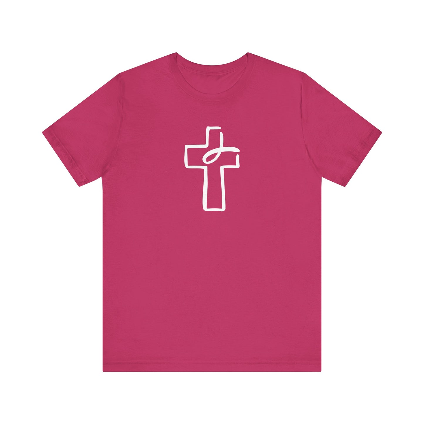 Crucifix Ichthys "Jesus Fish" White Print Unisex Jersey Short Sleeve Tee