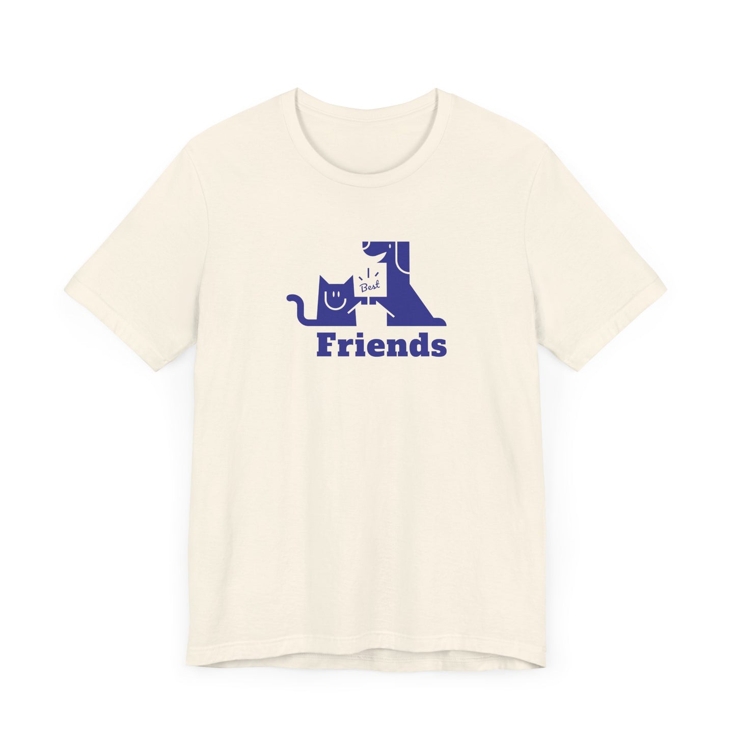Cat & Dog Hi-5 Each Other Best Friends Navy Print Unisex Jersey Short Sleeve Tee