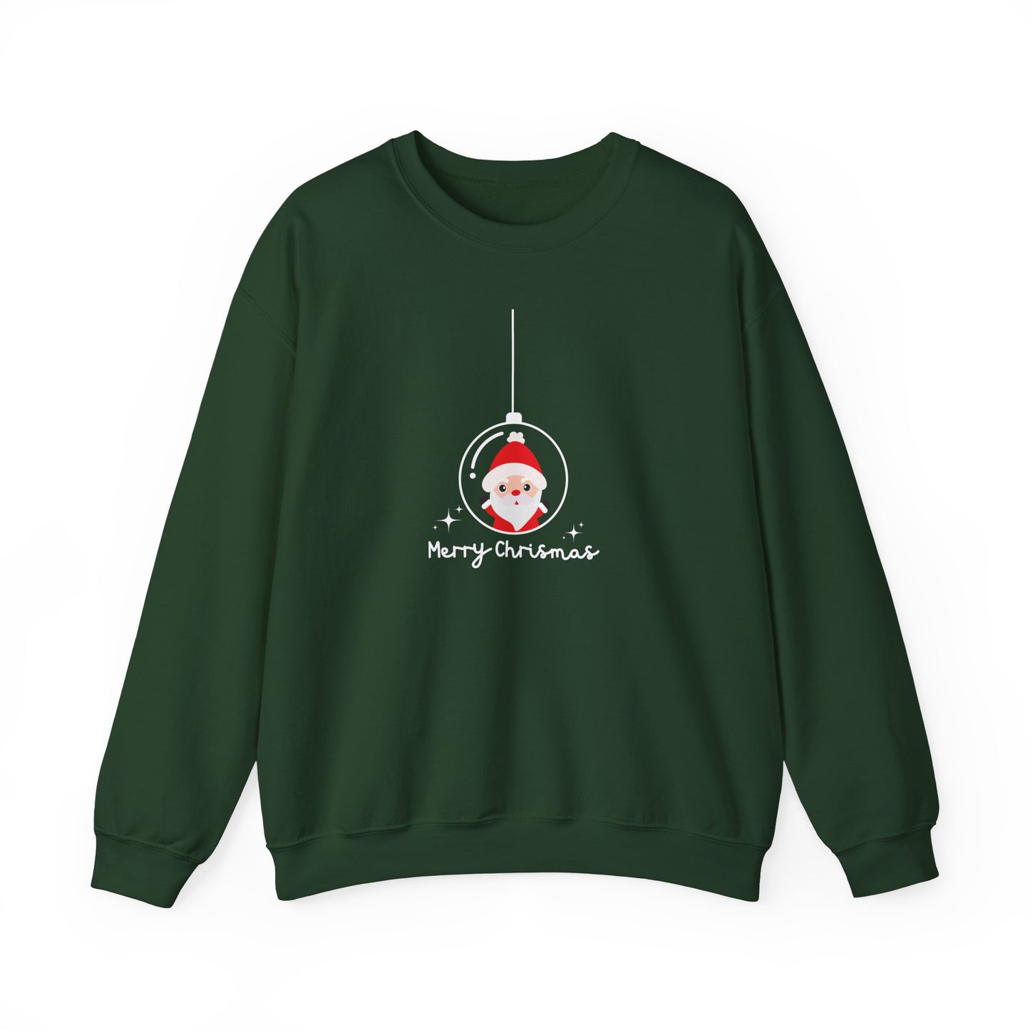 Unisex Heavy Blend Crewneck Sweatshirt Santa in Glass Ornament with Merry Christmas πβ¨